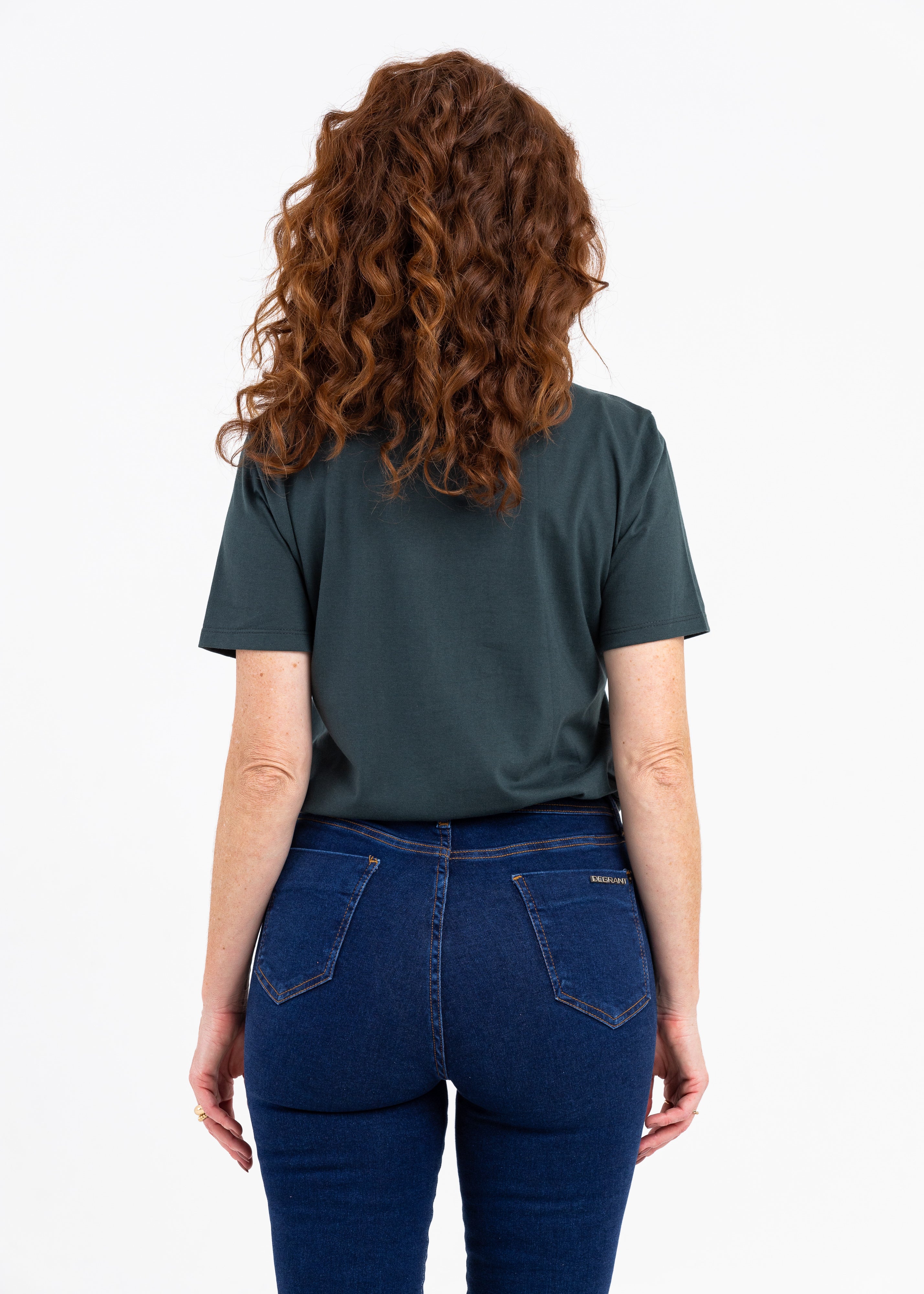 Camiseta Básica Feminina Malha Pima - VERDE ESCURO