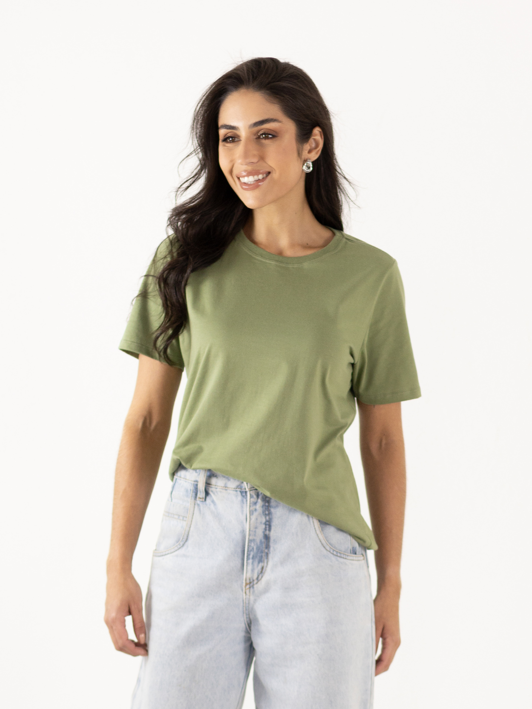 Camiseta Manga Curta Algodão Premium - Verde Militar