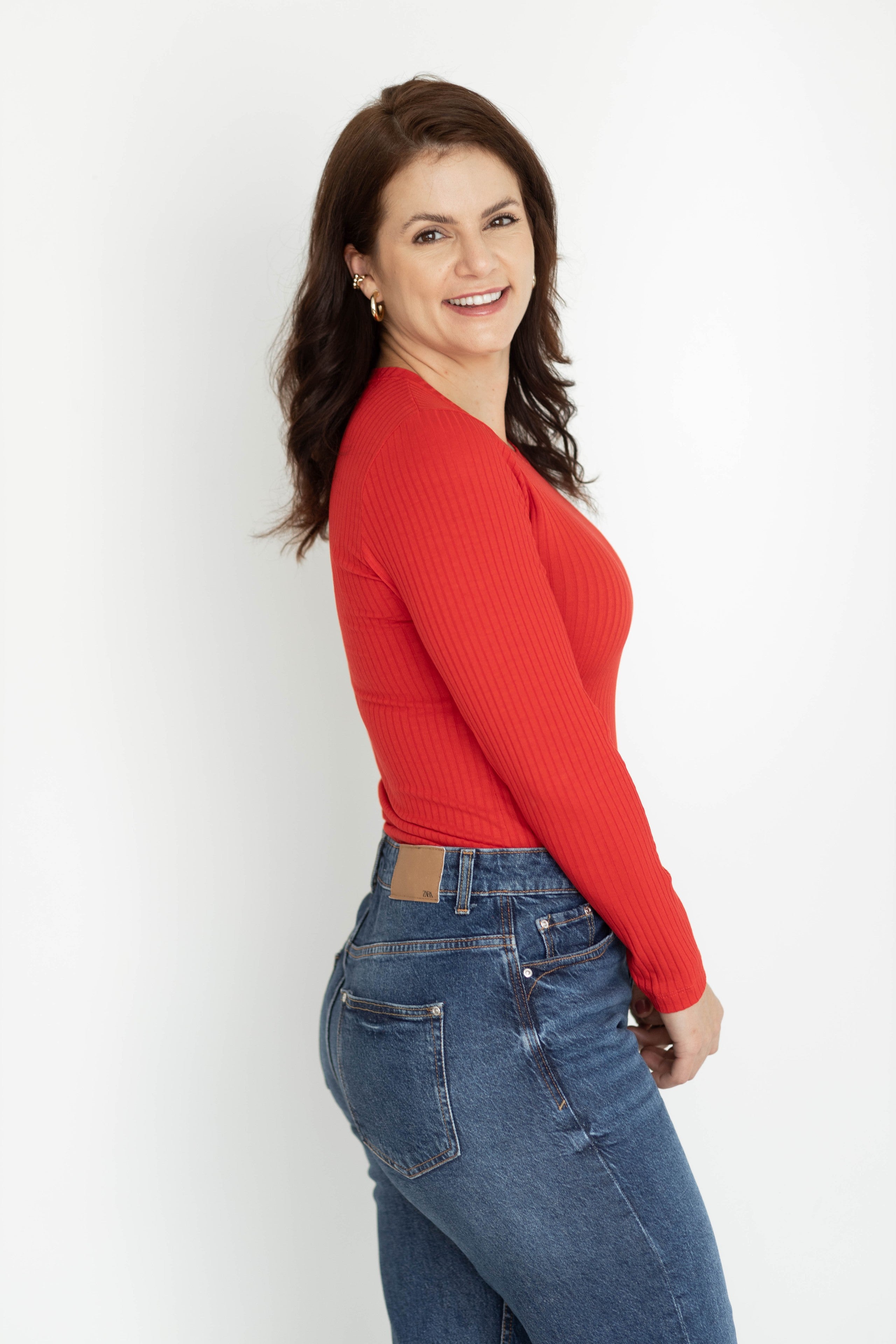 Camiseta Básica Canelada ML - Vermelha