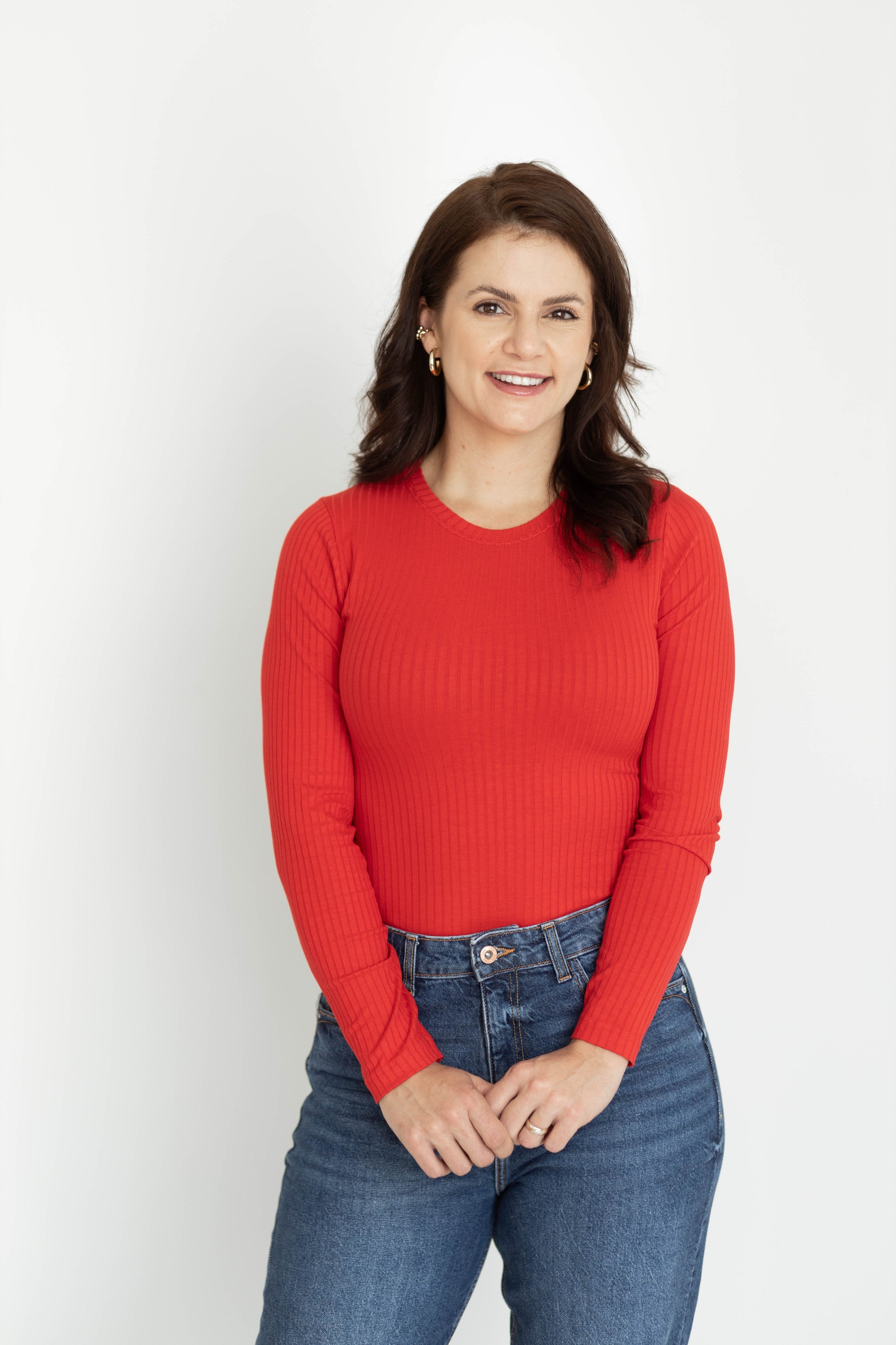 Camiseta Básica Canelada ML - Vermelha