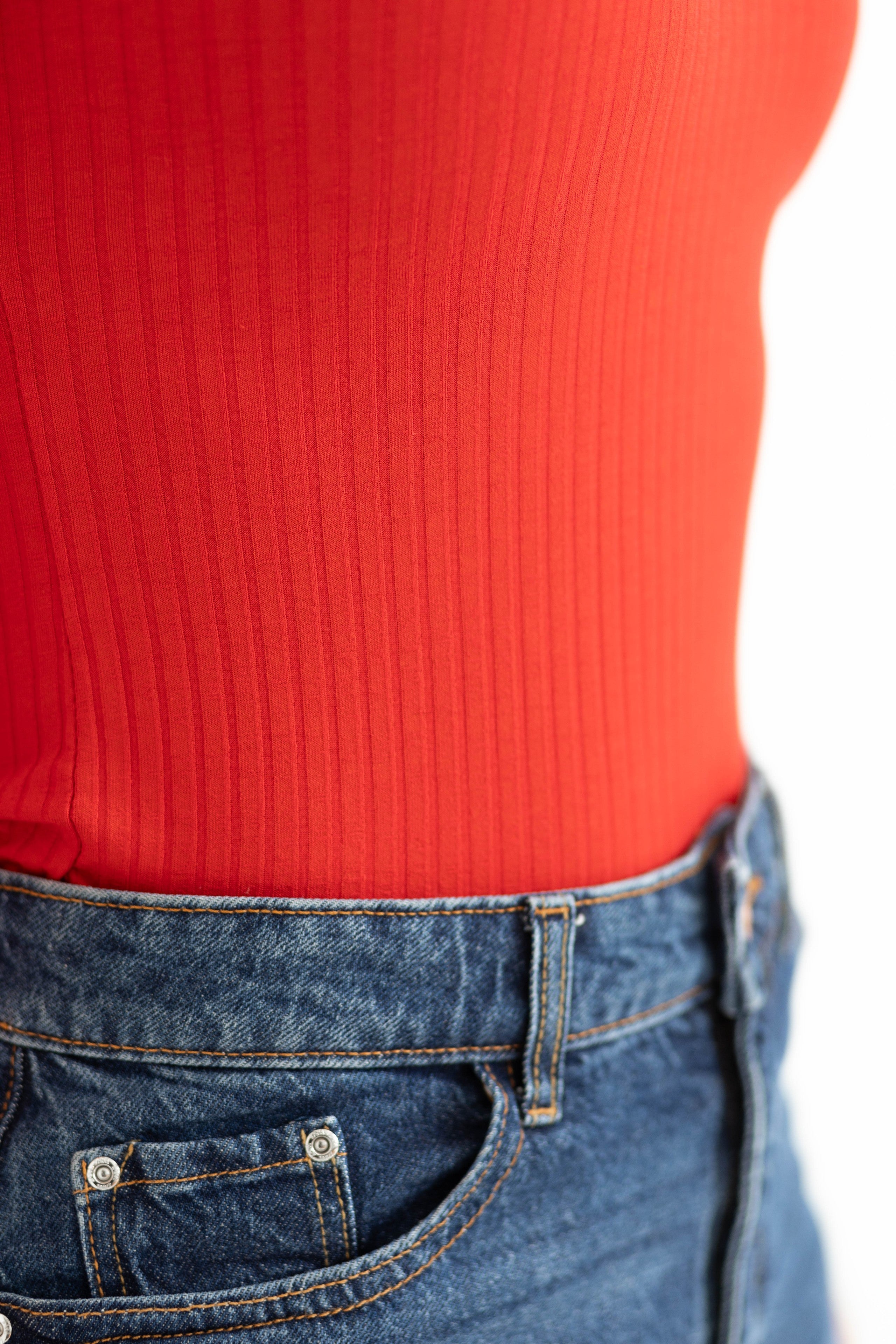 Camiseta Básica Canelada ML - Vermelha