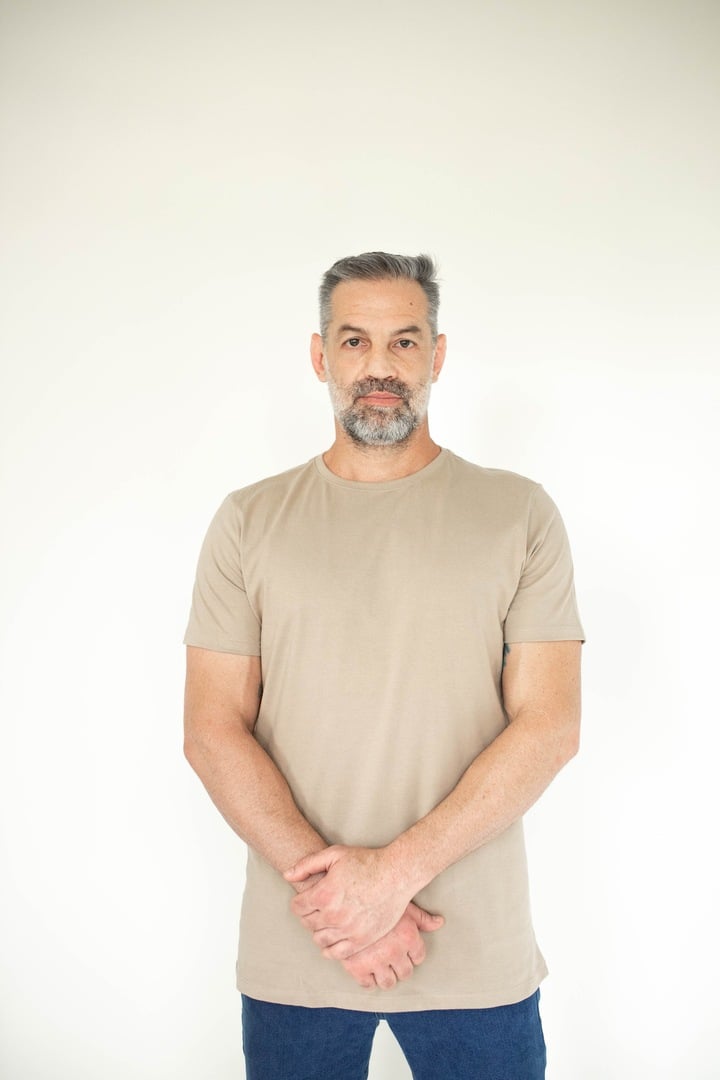Camiseta Básica Masculina Malha Pima -Nude