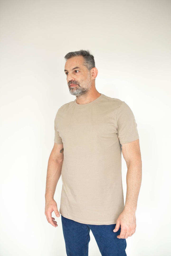 Camiseta Básica Masculina Malha Pima -Nude