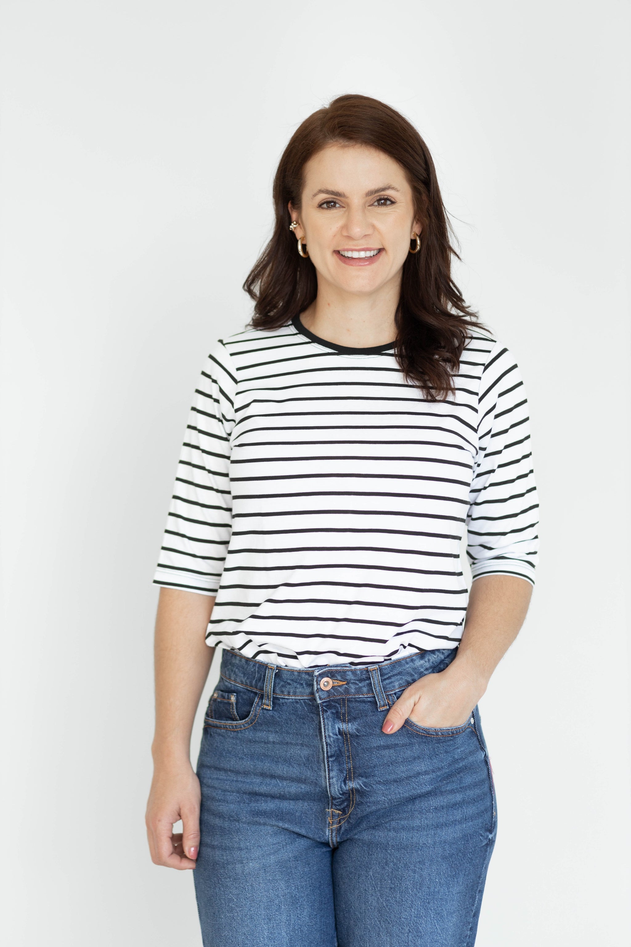 Camiseta Feminina Manga 3/4 Gola Redonda - Listrada