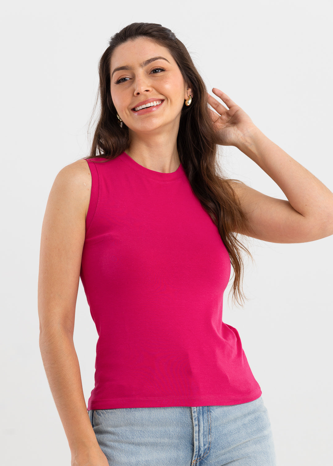 Regata Básica Malha com Elastano Maia - Rosa