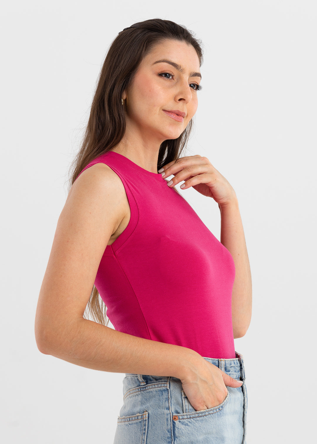 Regata Básica Malha com Elastano Maia - Rosa