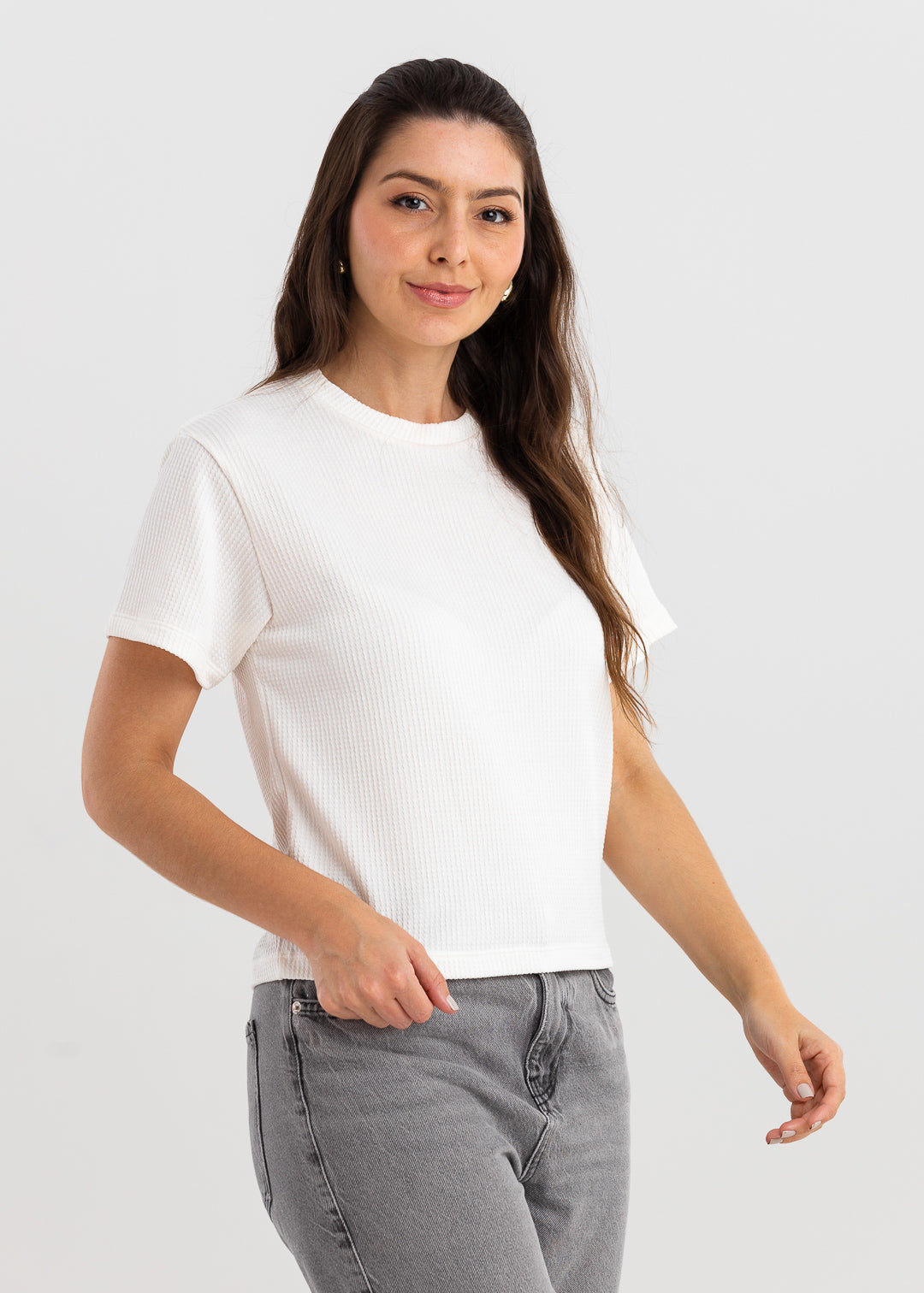 Camiseta de Malha Trabalhada - Off White