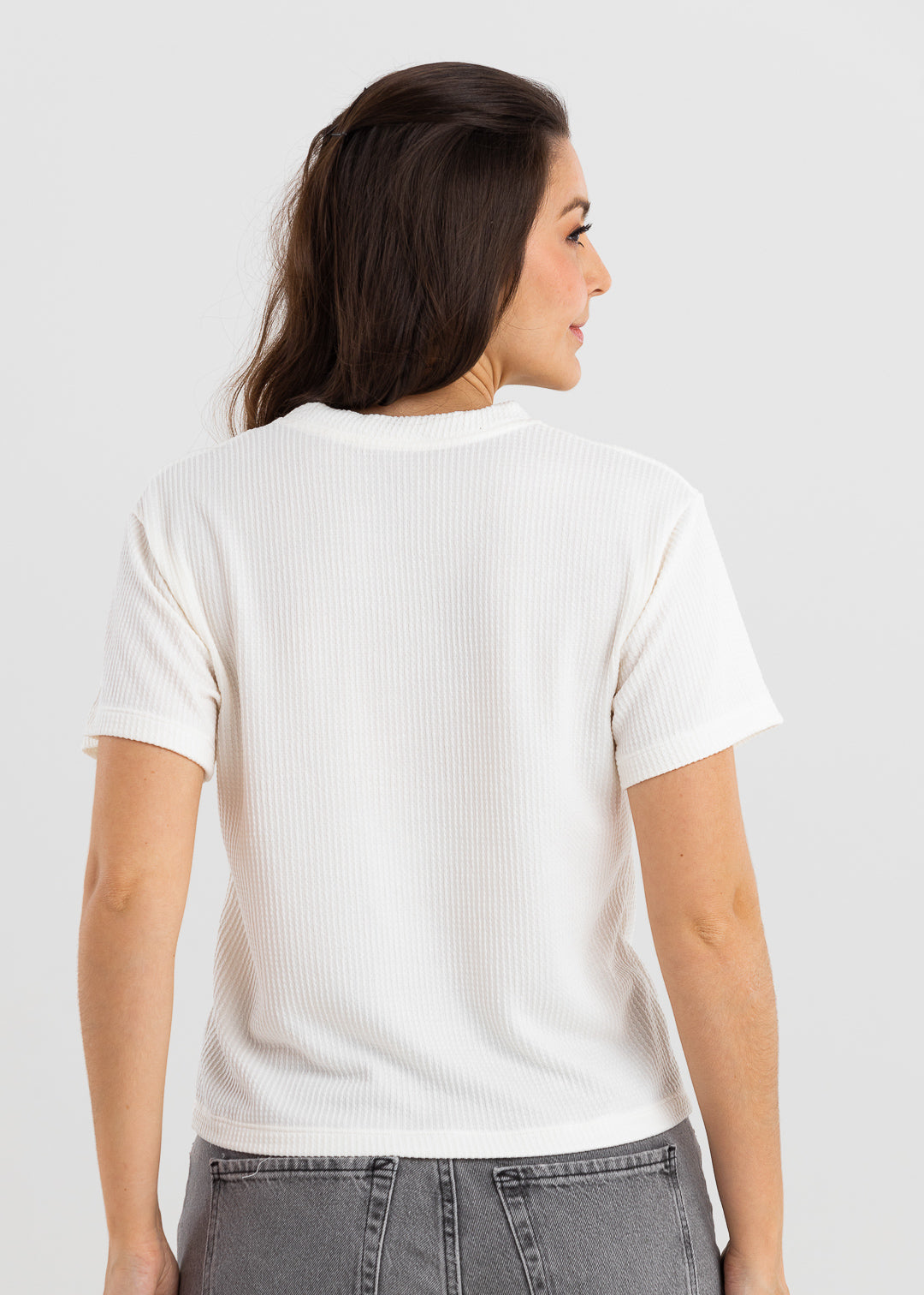 Camiseta de Malha Trabalhada - Off White