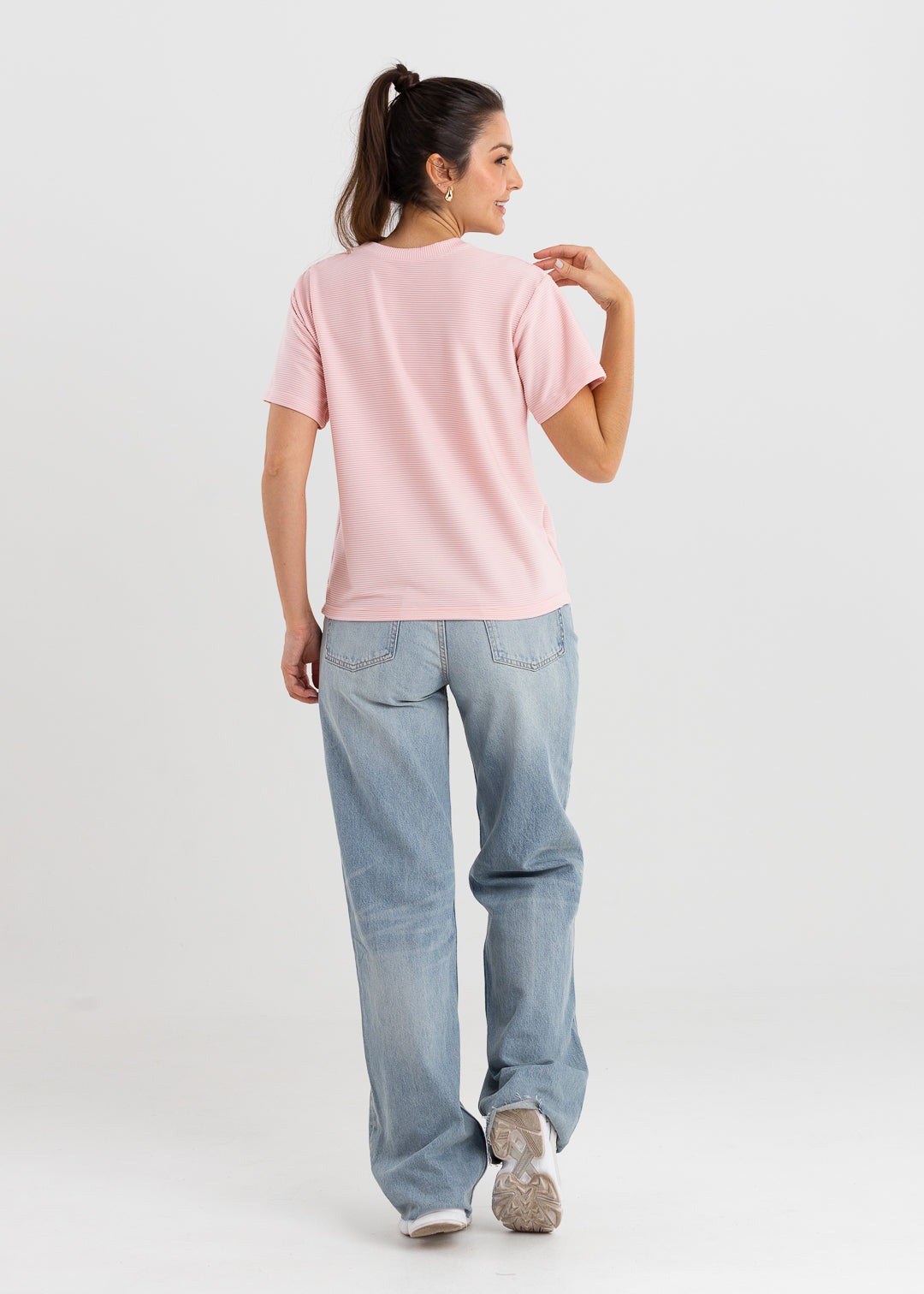 Camiseta de Malha Trabalhada - Rosa