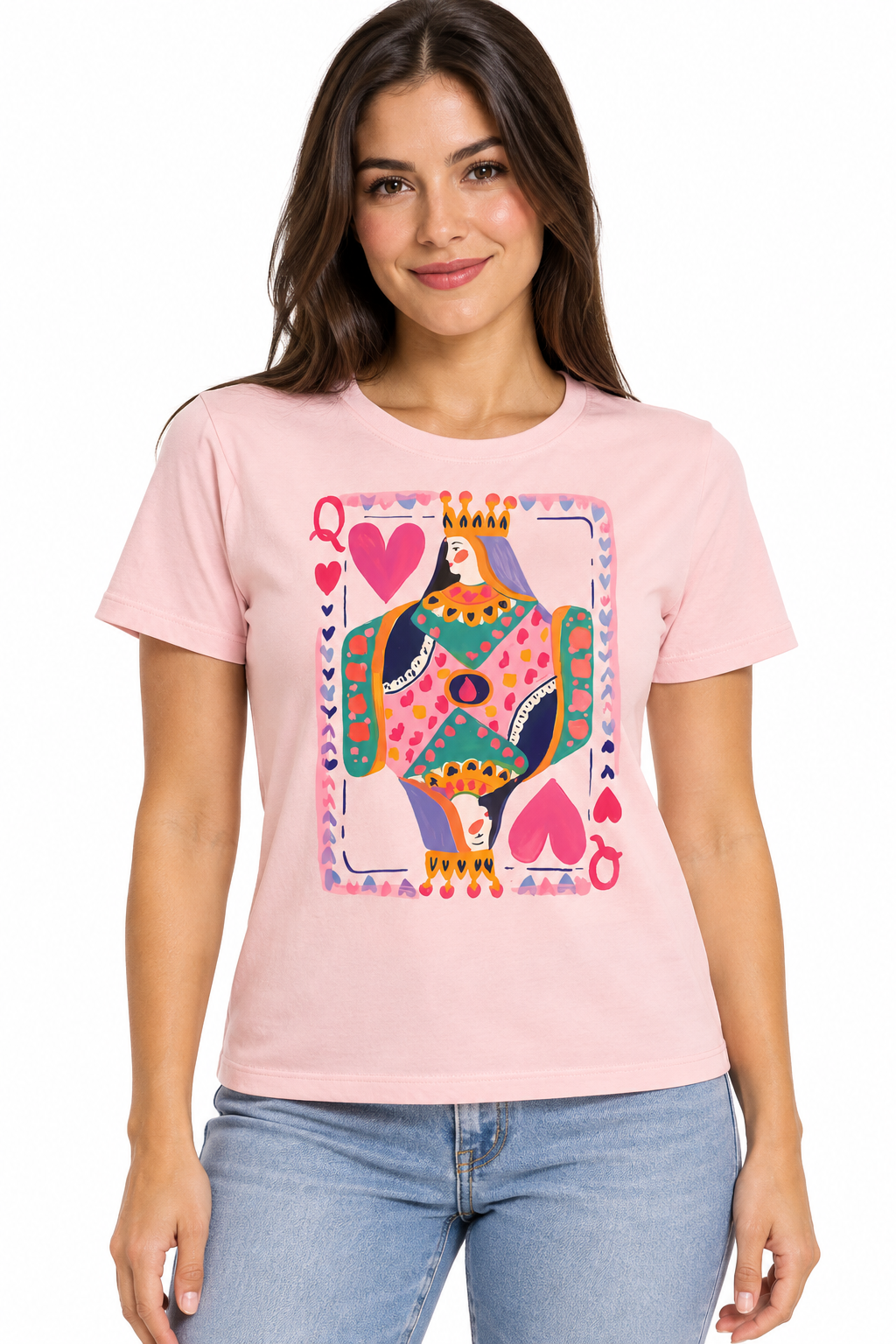 Camiseta Básica Manga Curta Rosa Claro Carta