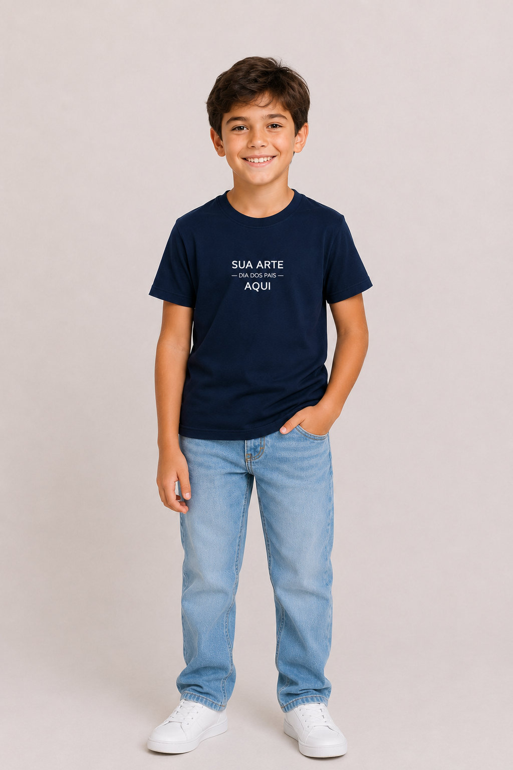 Personalize sua Camiseta Kids Unissex - Azul Marinho