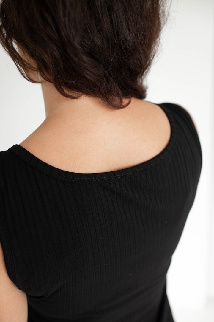 Vestido Canelado Preto