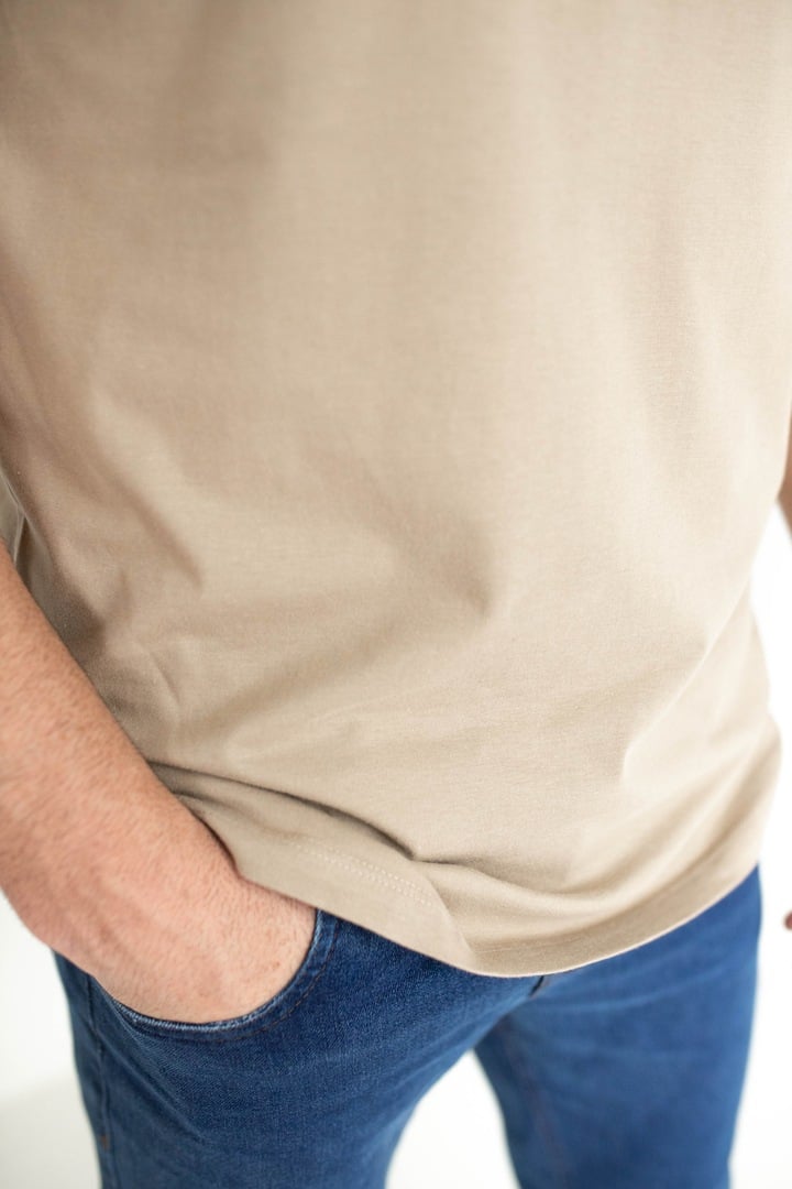 Camiseta Básica Masculina Malha Pima -Nude