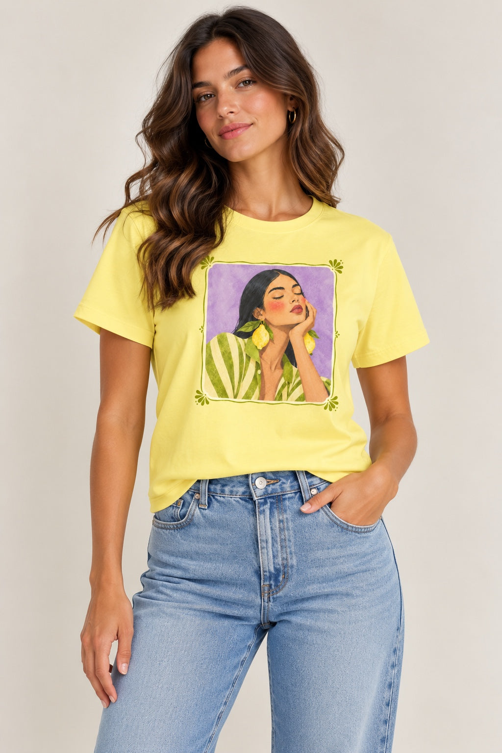 Camiseta Básica Manga Curta Amarelo Claro