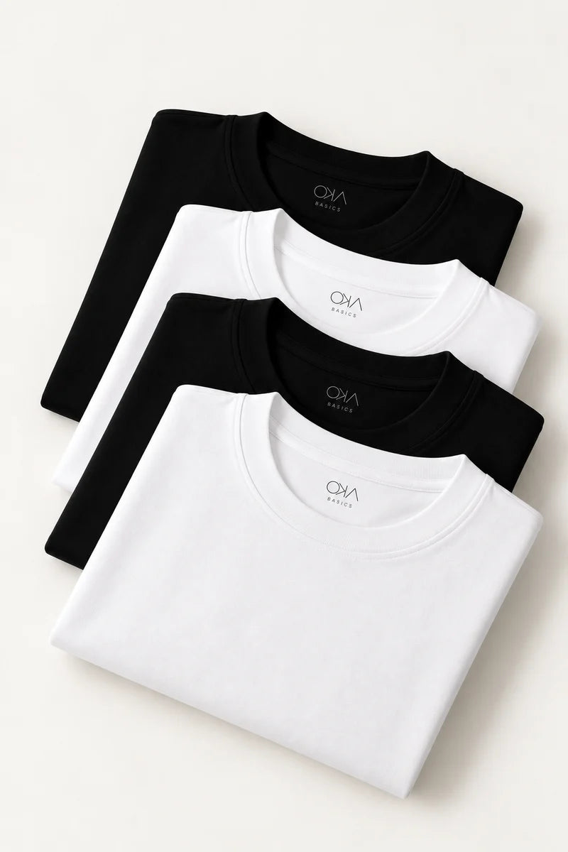Kit 4 Camisetas Básicas Masculinas Malha Premium Gola Redonda - 20% OFF