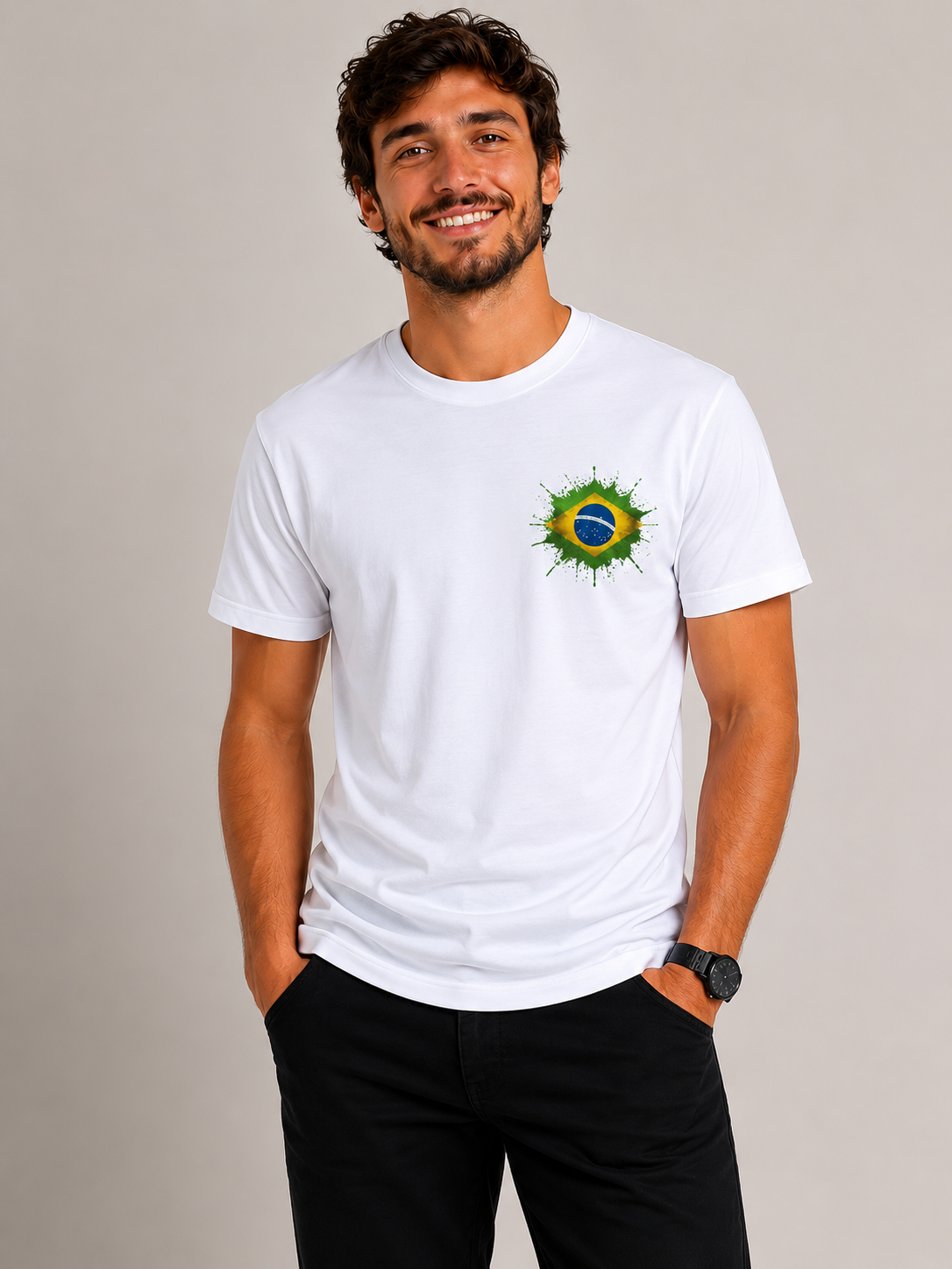 Camiseta Masculina Copa 2026 — Bandeira - Peito Esquerdo