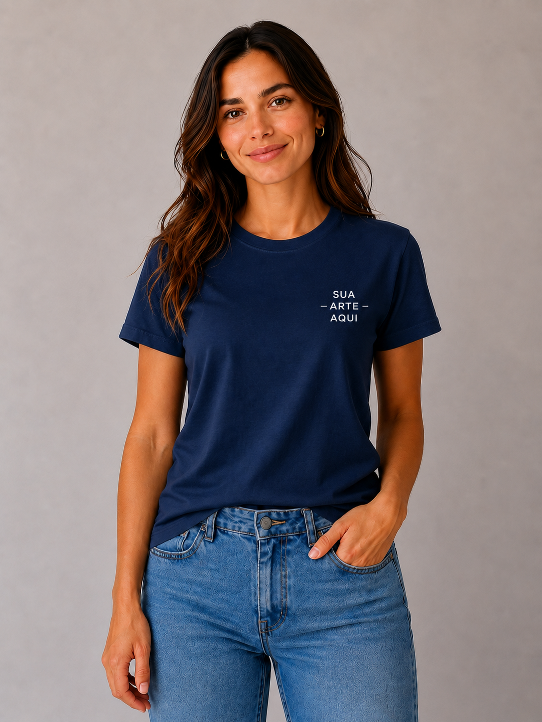 Camiseta Feminina — Personalize a Sua - ESTAMPA NO PEITO ESQUERDO
