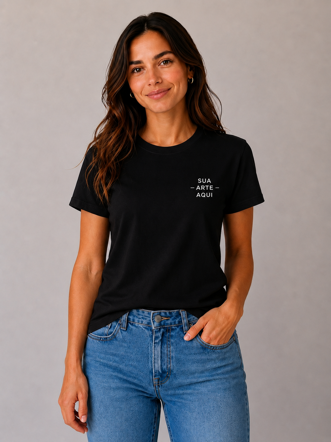 Camiseta Feminina — Personalize a Sua - ESTAMPA NO PEITO ESQUERDO