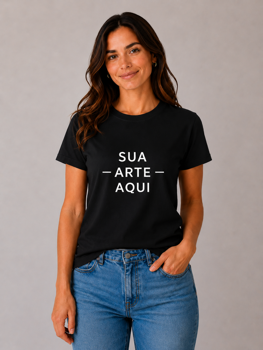 Camiseta Feminina — Personalize a Sua - ESTAMPA NO CENTRO