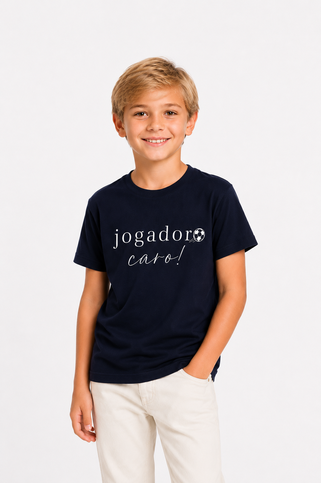 Camiseta Kids Jogador Caro Azul Marinho