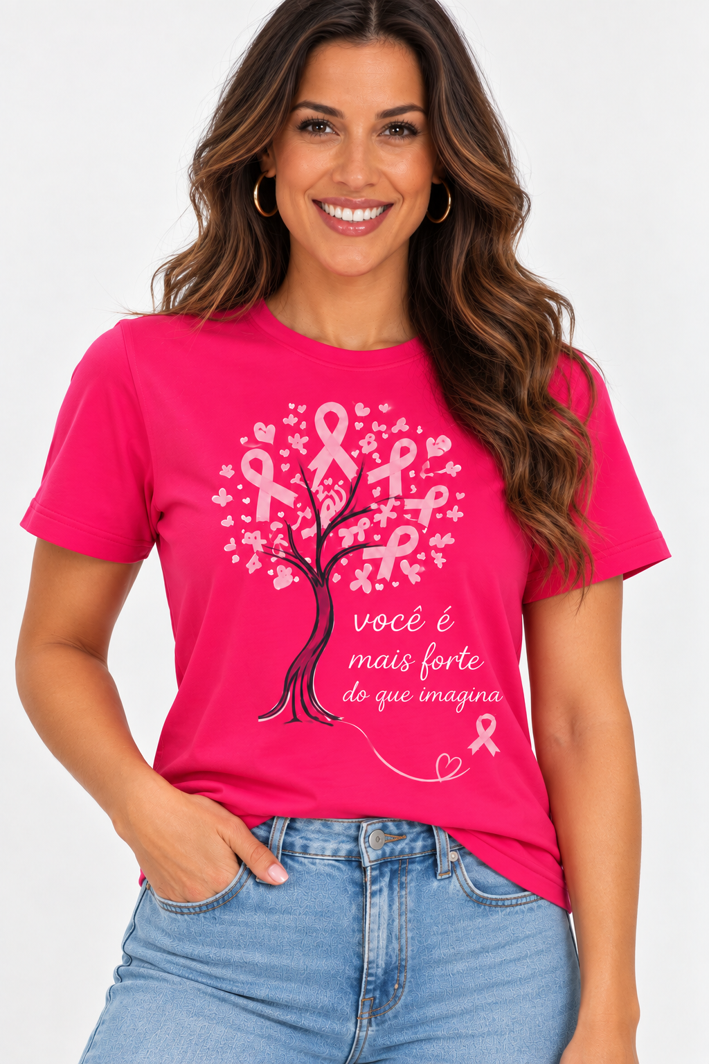 Camiseta Outubro Rosa - Você é mais Forte do que Imagina