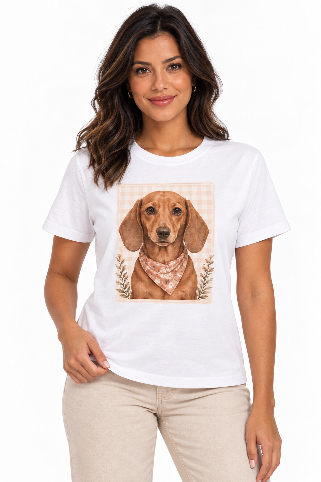 Camiseta Básica Manga Curta Branca Dachshund