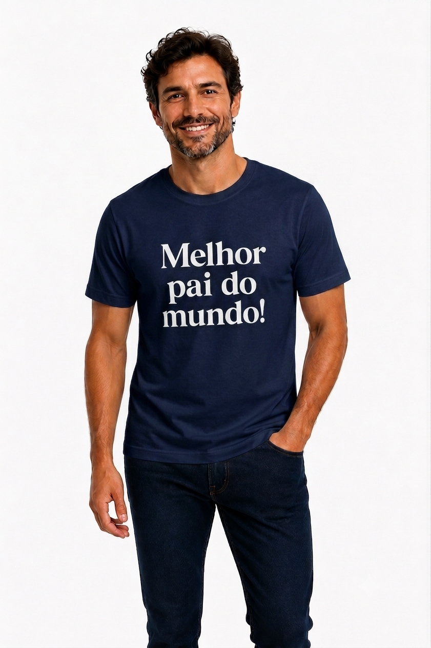 Camiseta Melhor Pai do Mundo Azul Marinho