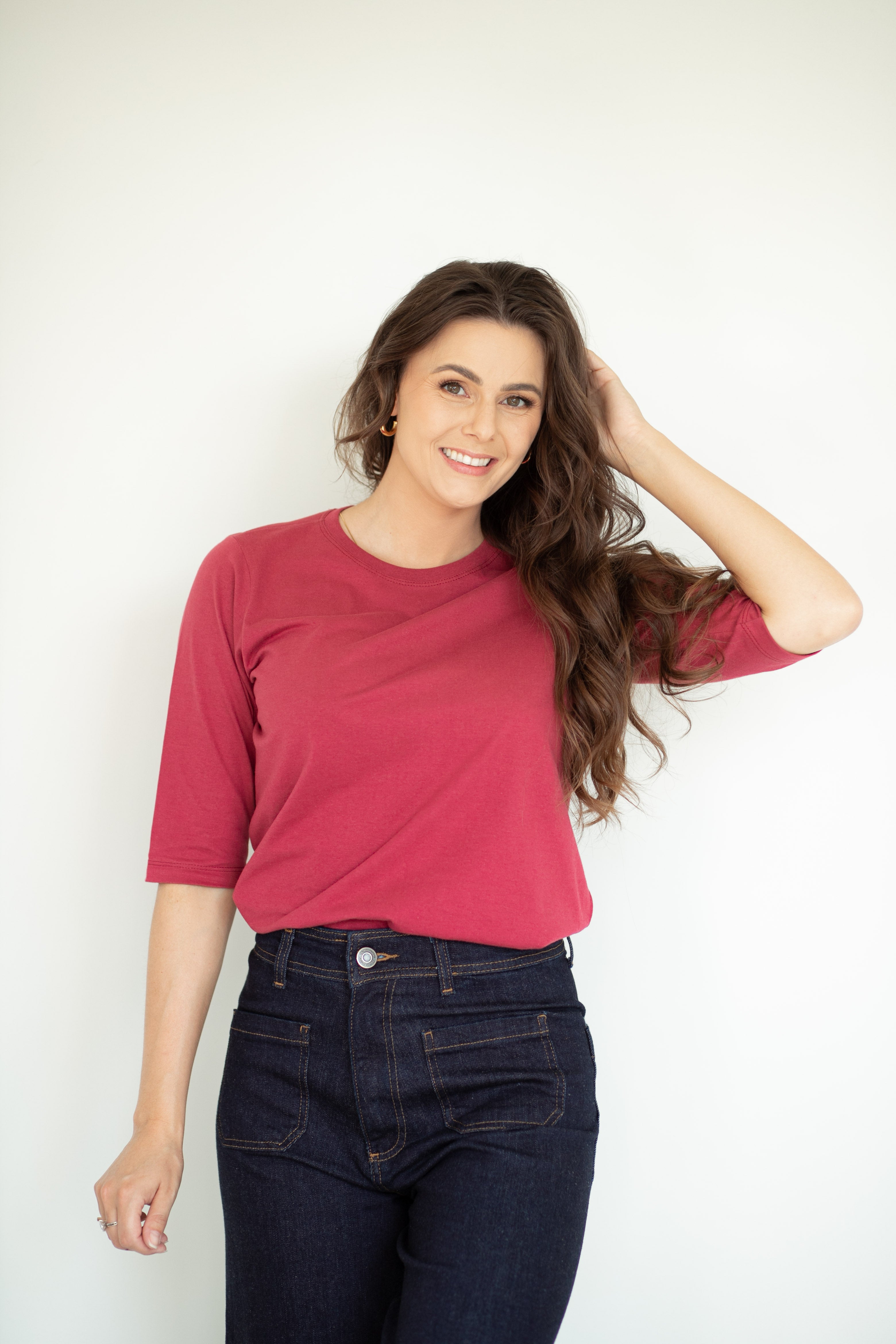 Camiseta Feminina Manga 3/4 Gola Redonda - Rose Anemone