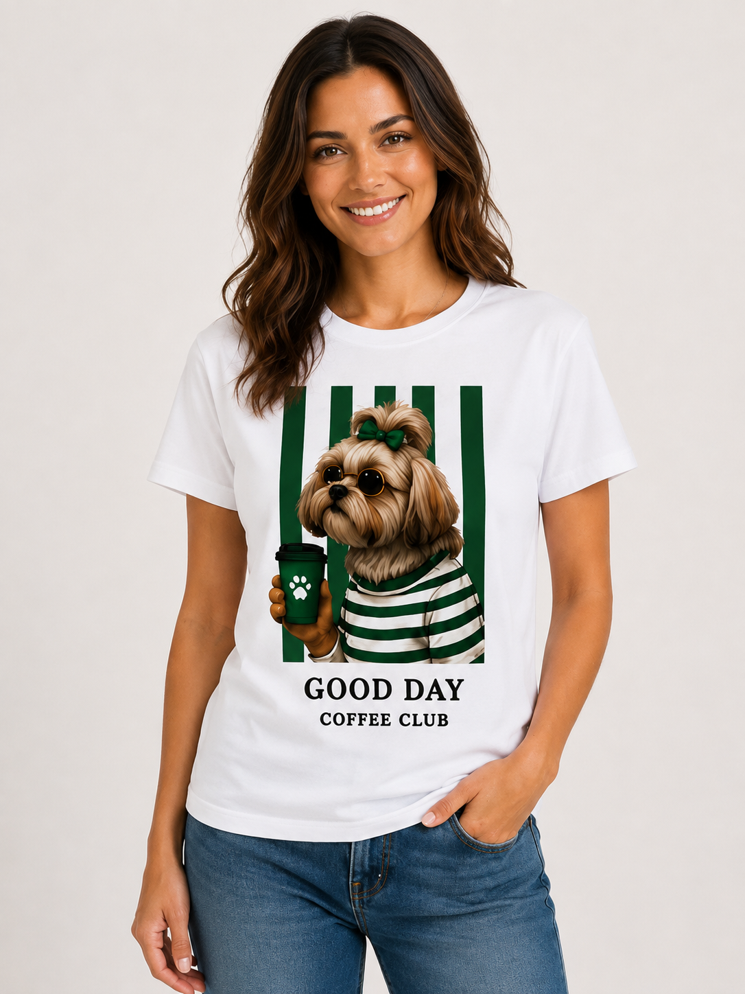 Camiseta Básica Manga Curta Branca Good Day