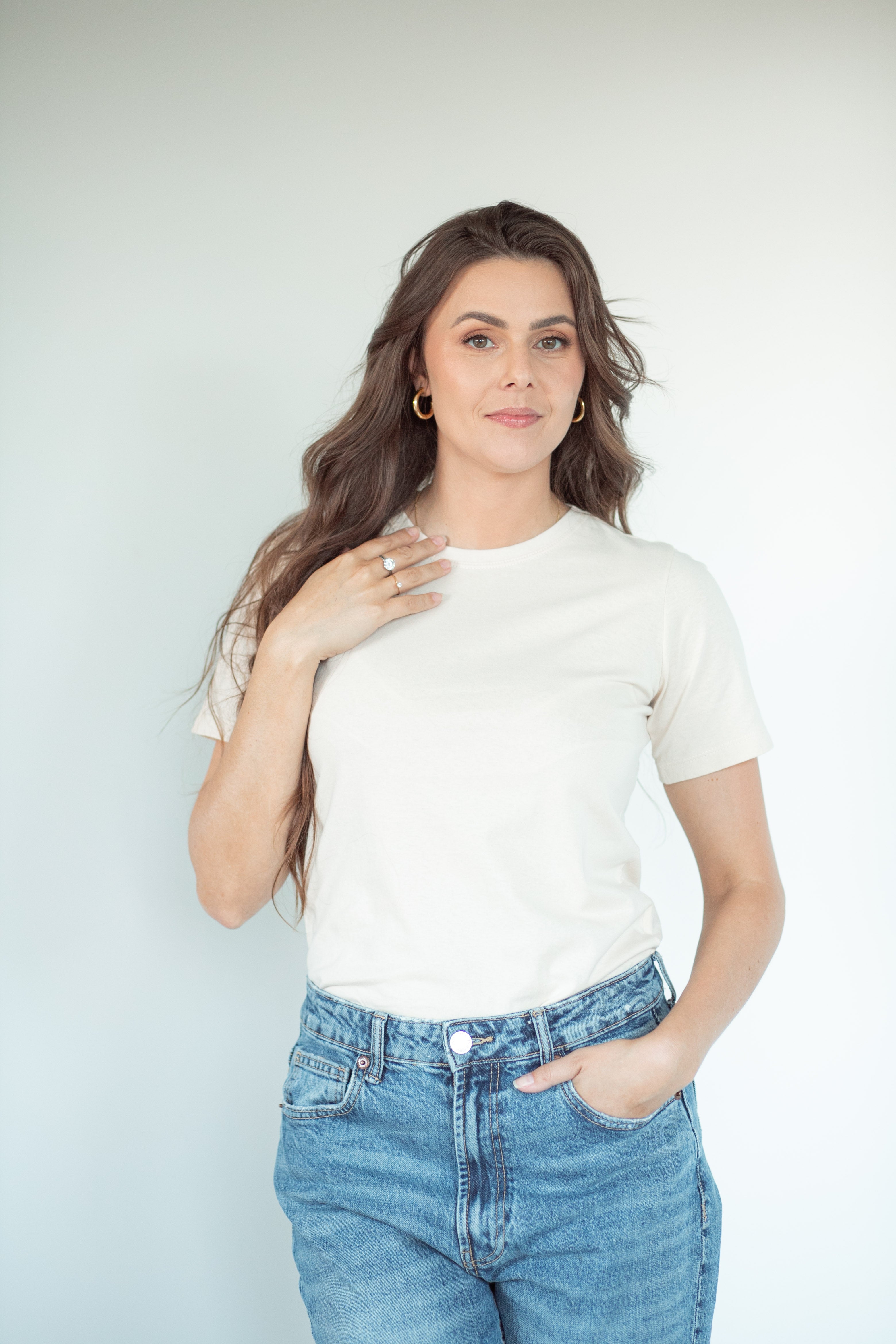 Camiseta Básica Gola U Feminina - Nude