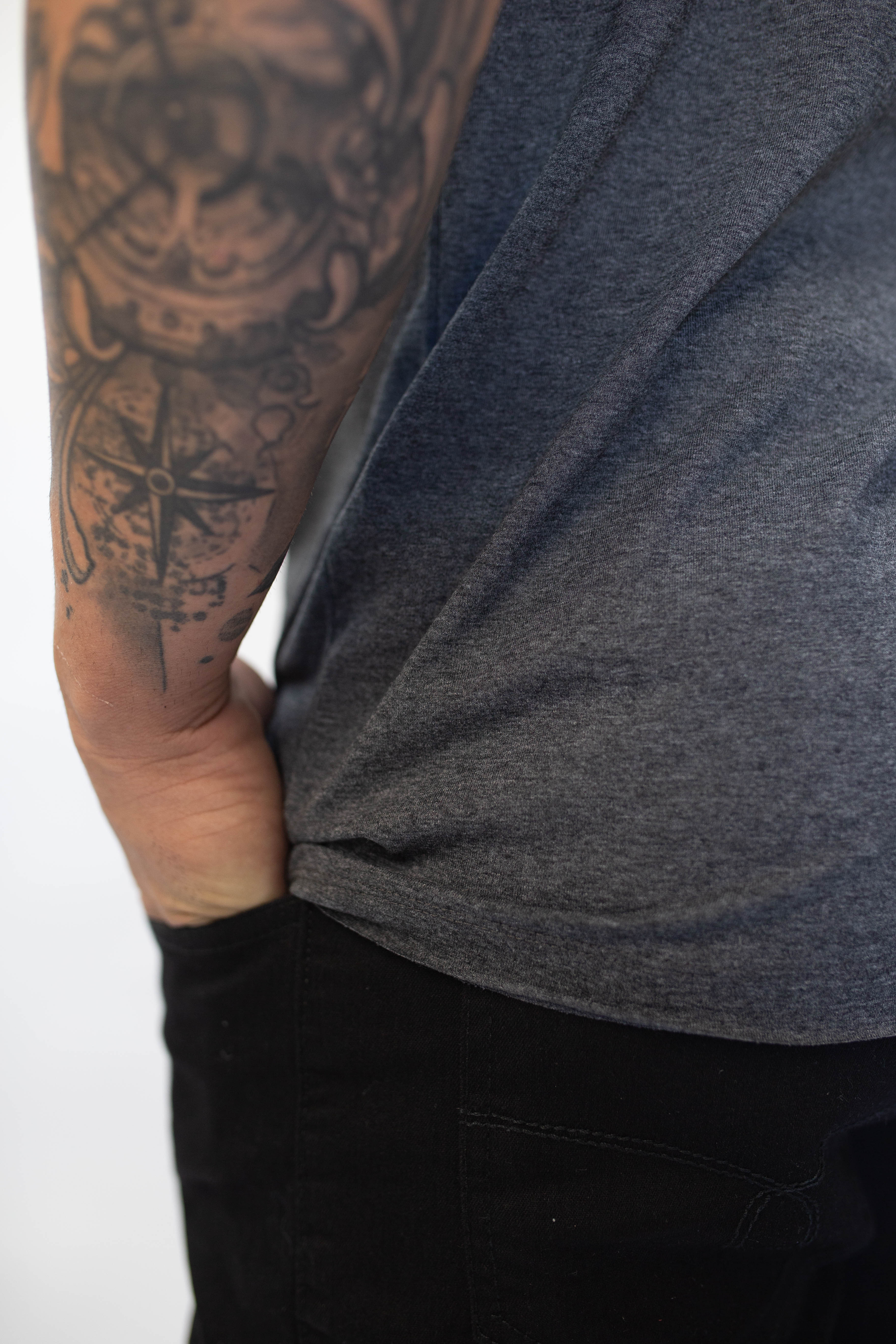 Camiseta Corte a Fio Reta - Preto Mescla