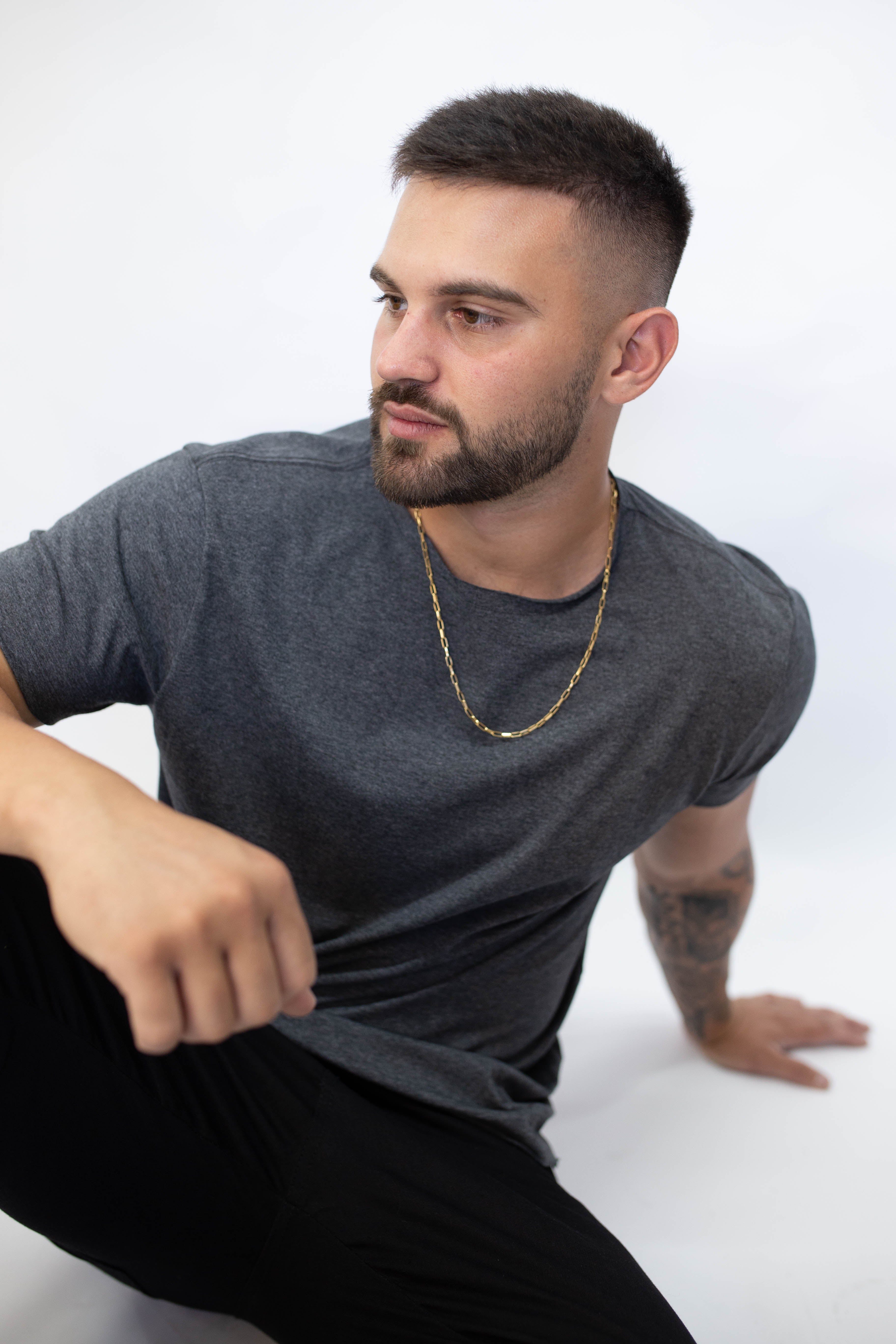 Camiseta Corte a Fio Reta - Preto Mescla