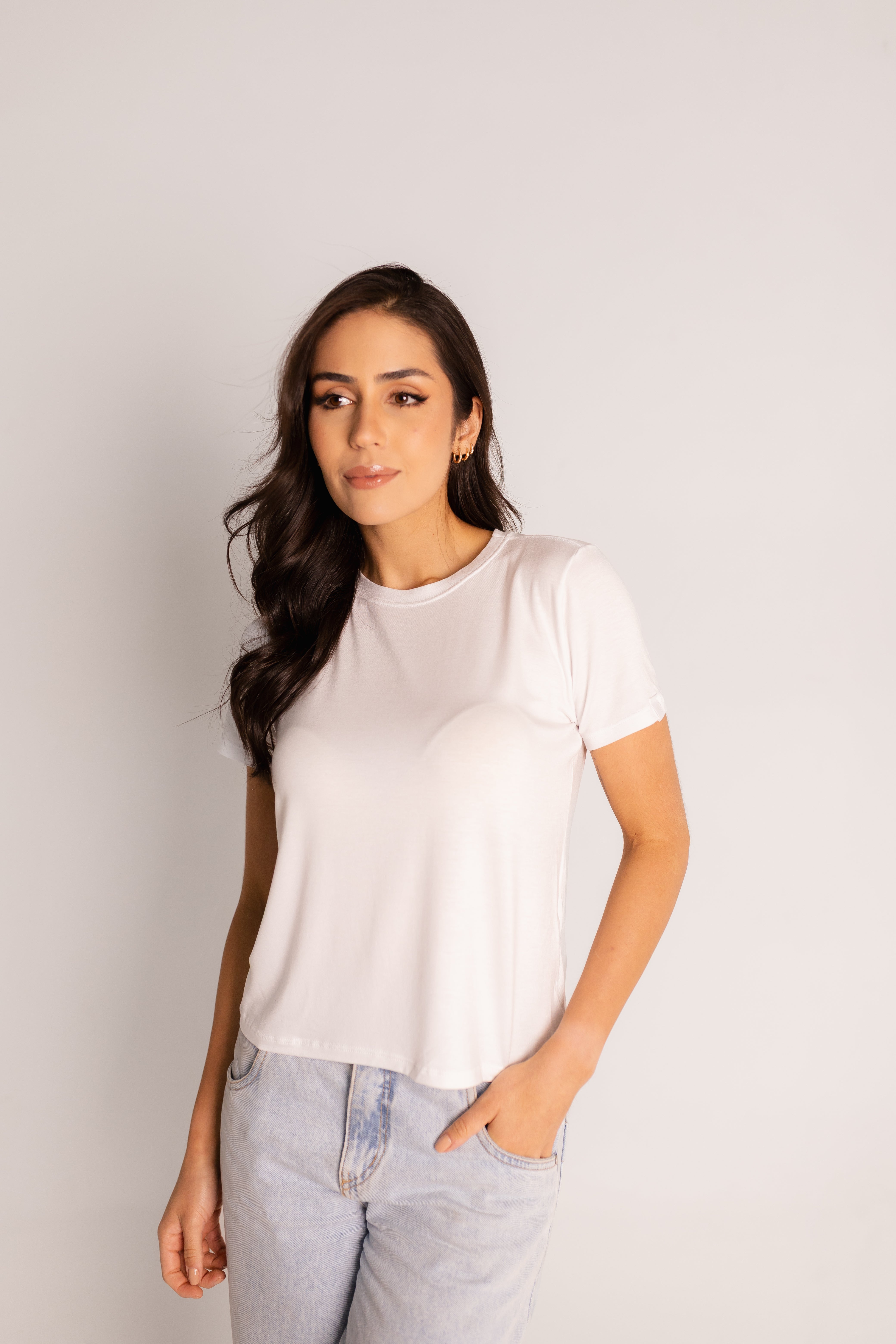 Camiseta Básica Feminina Modal - BRANCA