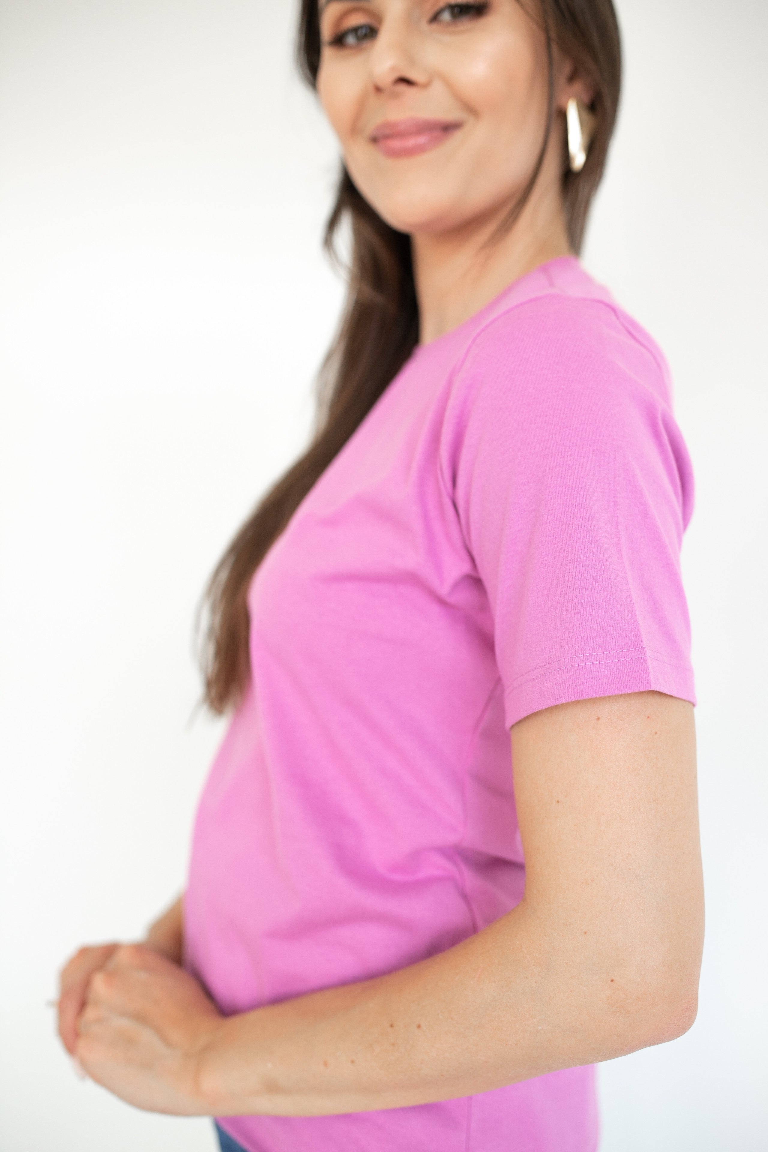 Camiseta Básica Gola U Feminina - Rosa Paris
