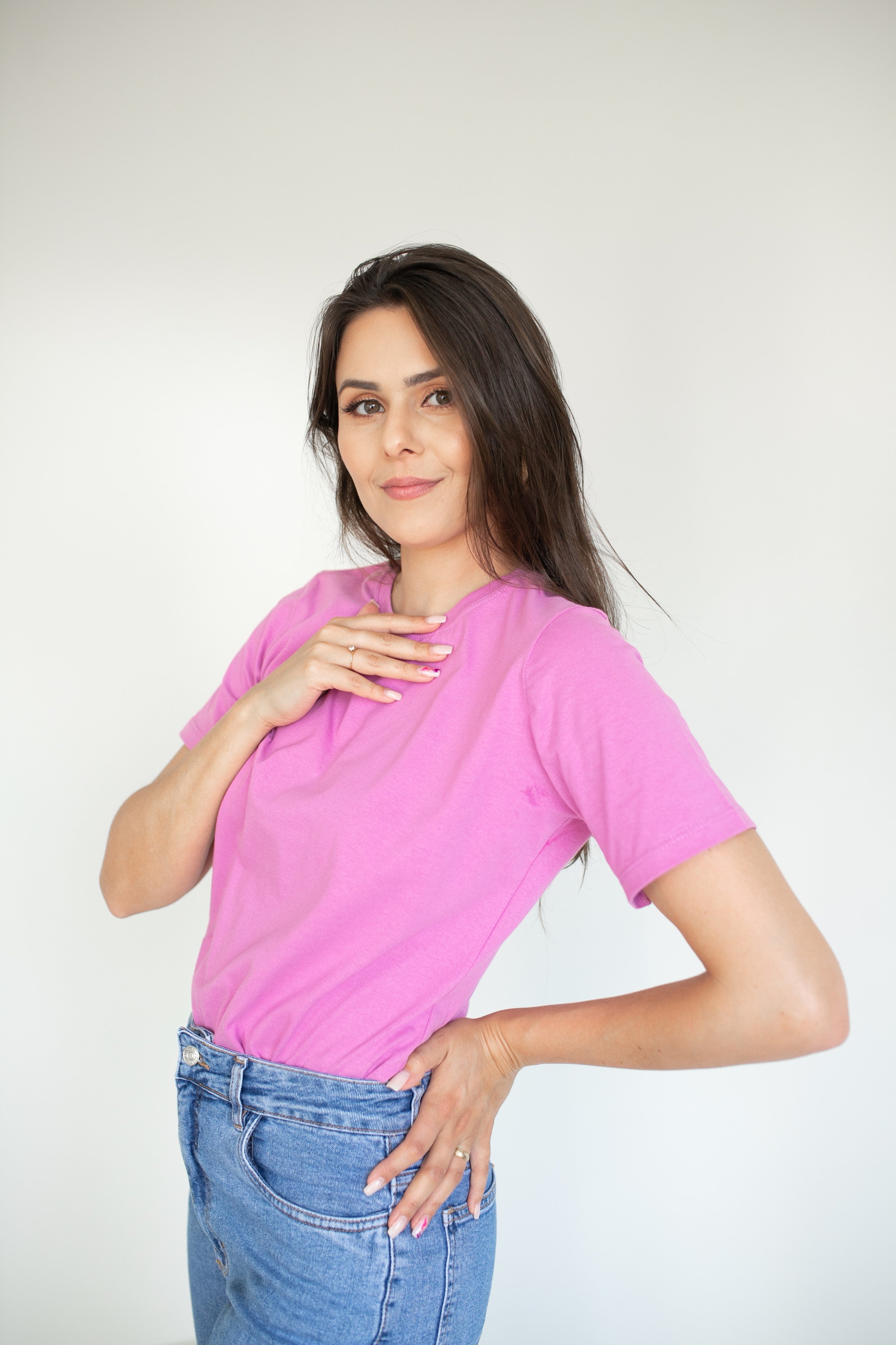 Camiseta Básica Gola U Feminina - Rosa Paris