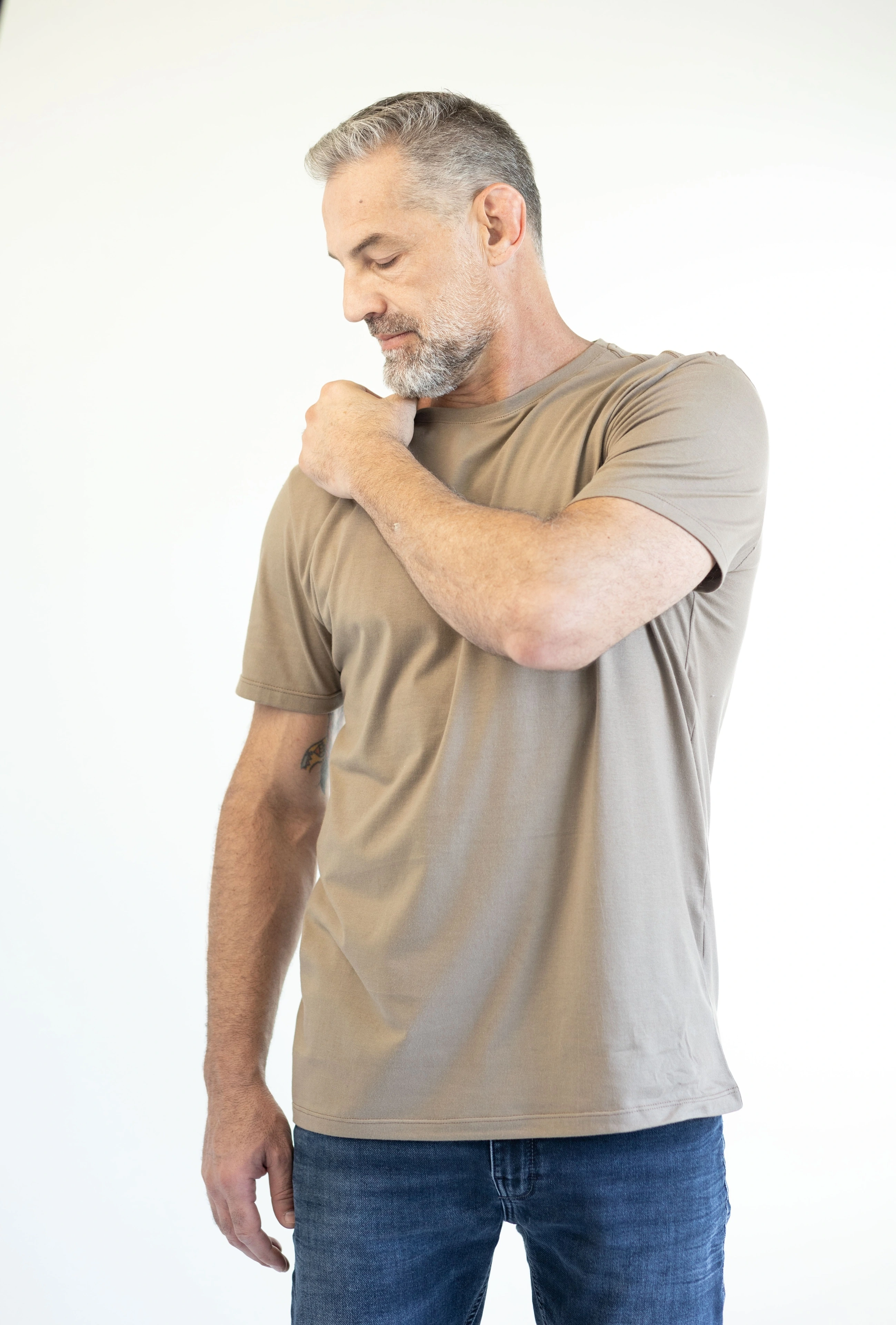 Camiseta Básica Masculina Pima - Marrom Claro
