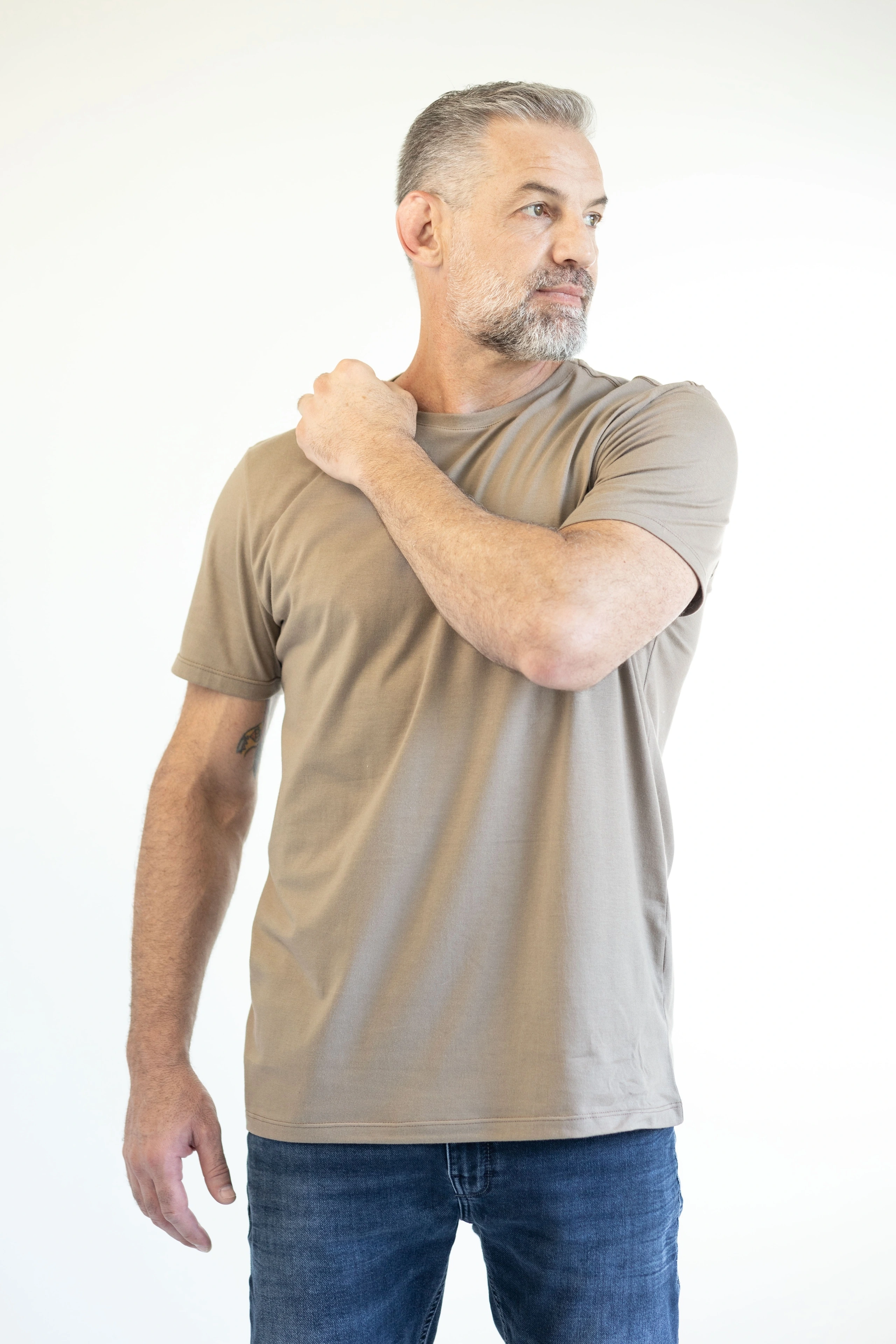 Camiseta Básica Masculina Pima - Marrom Claro