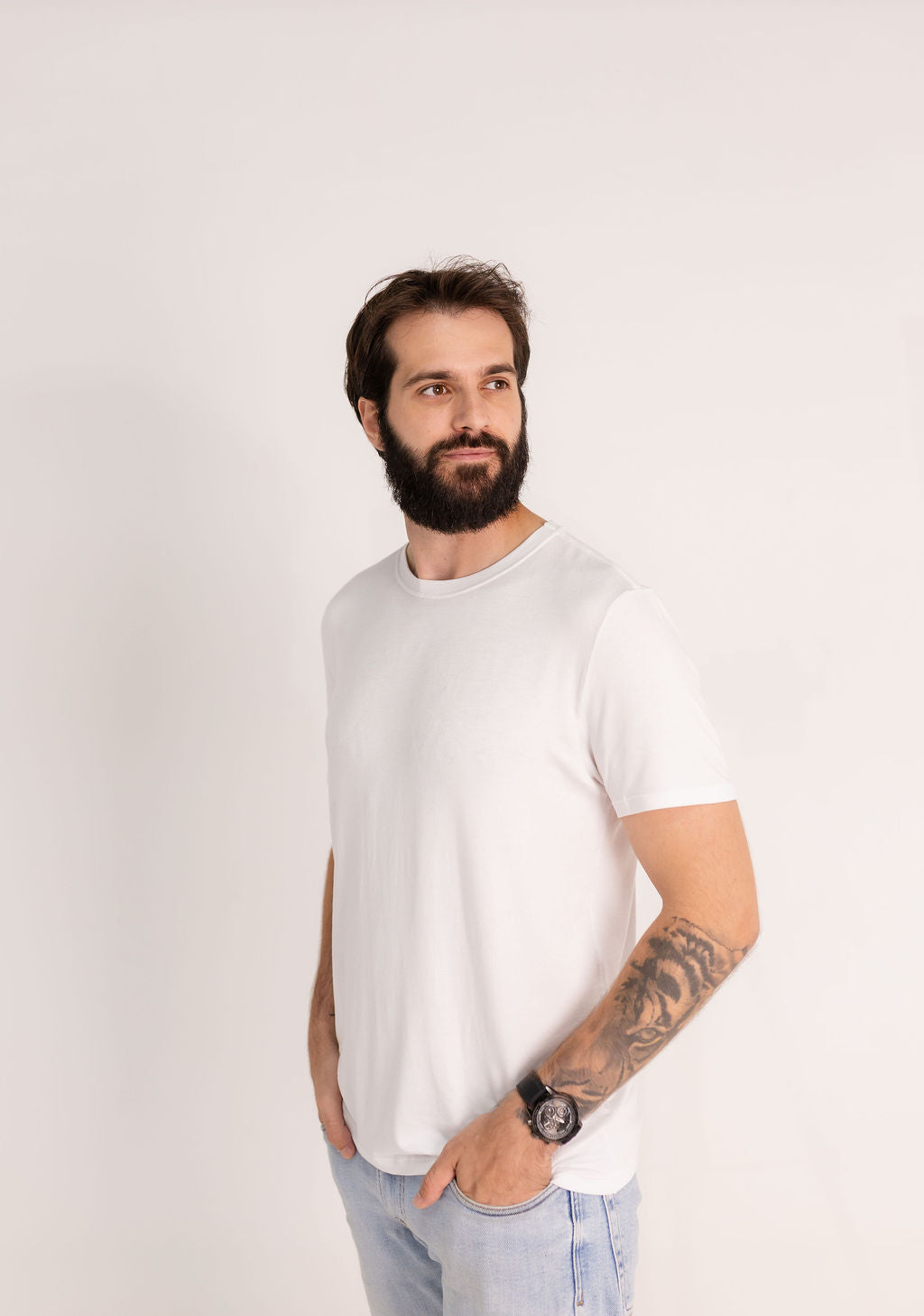 Camiseta Básica Masculina Modal - BRANCO