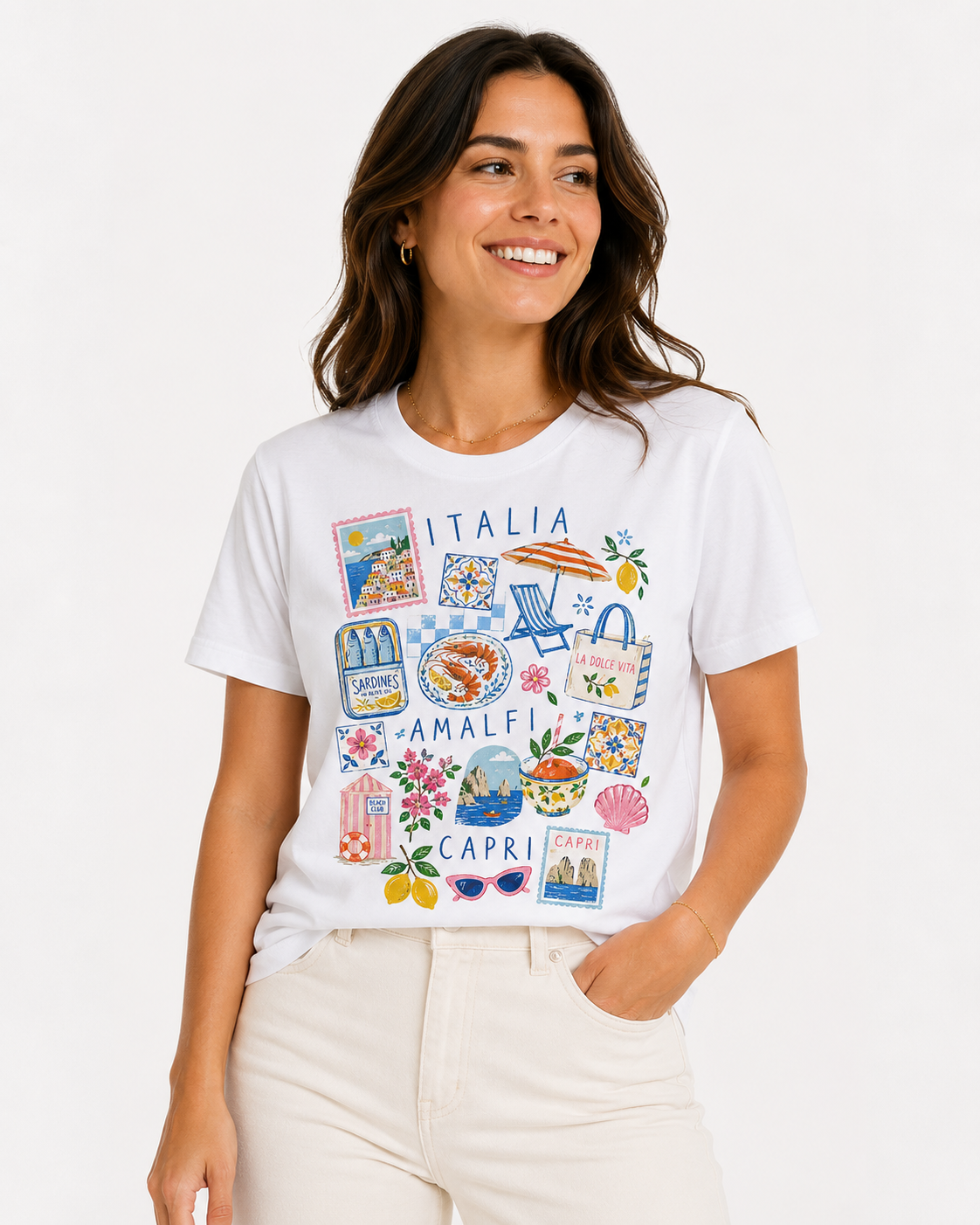 Camiseta Básica Manga Curta Branca Italy