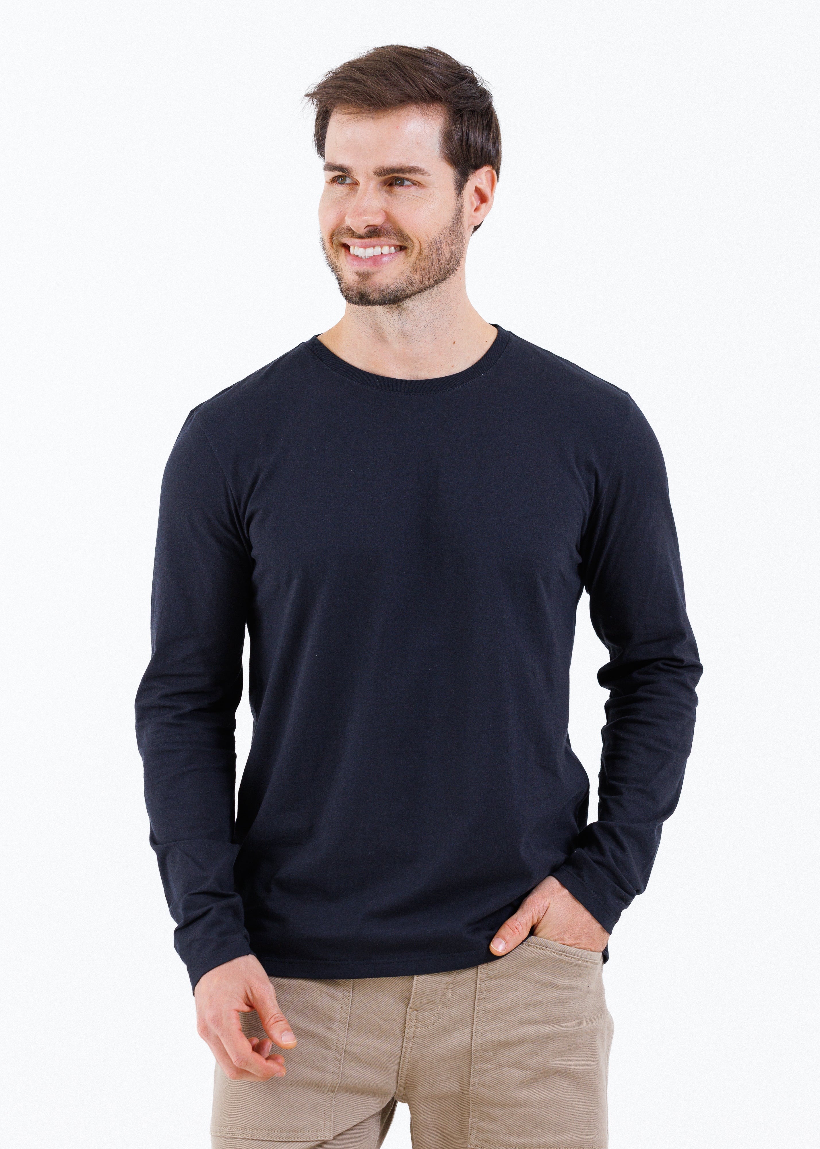 Camiseta Básica Masculina Manga Longa - Preta