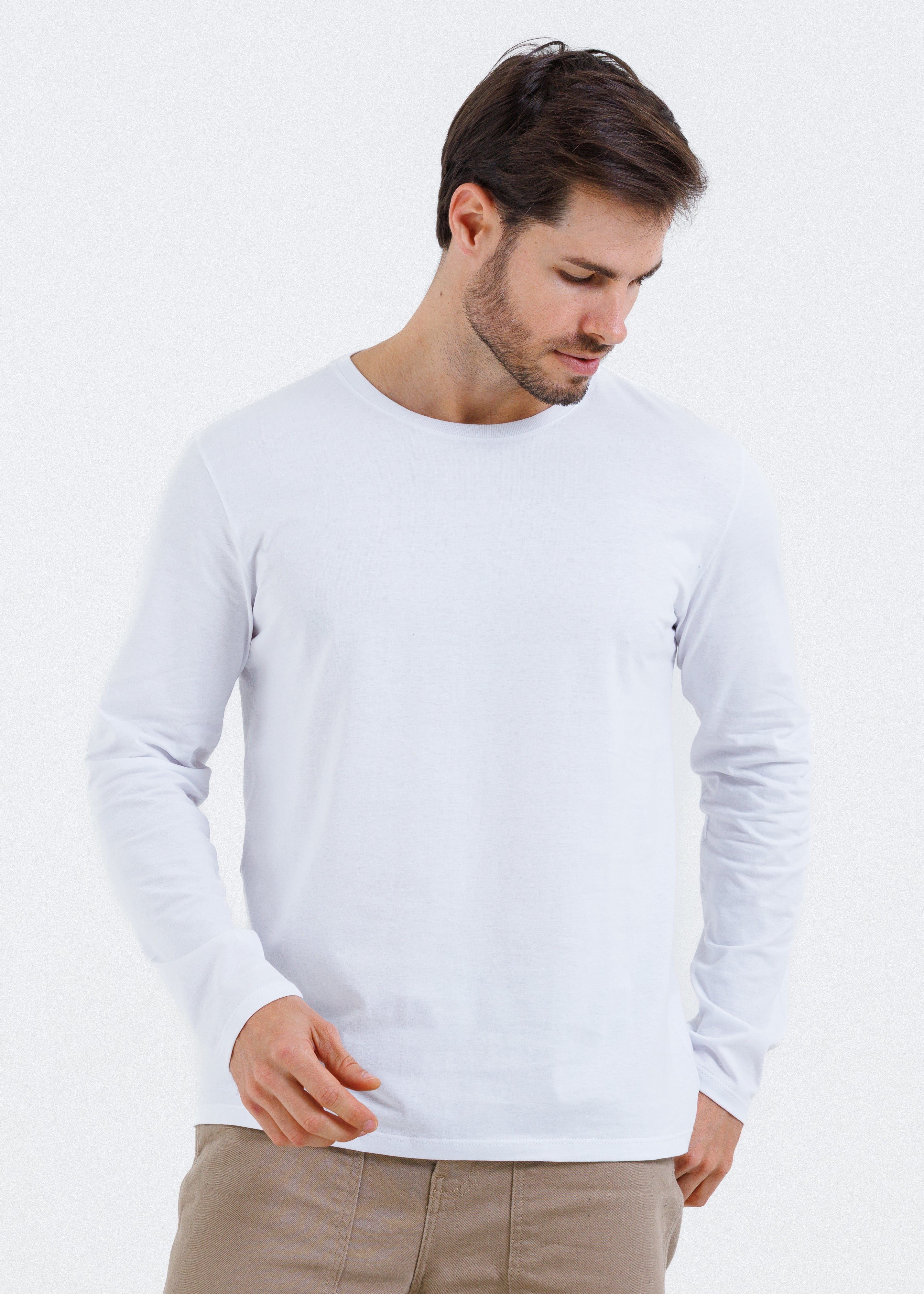 Camiseta Básica Masculina Manga Longa - Branca