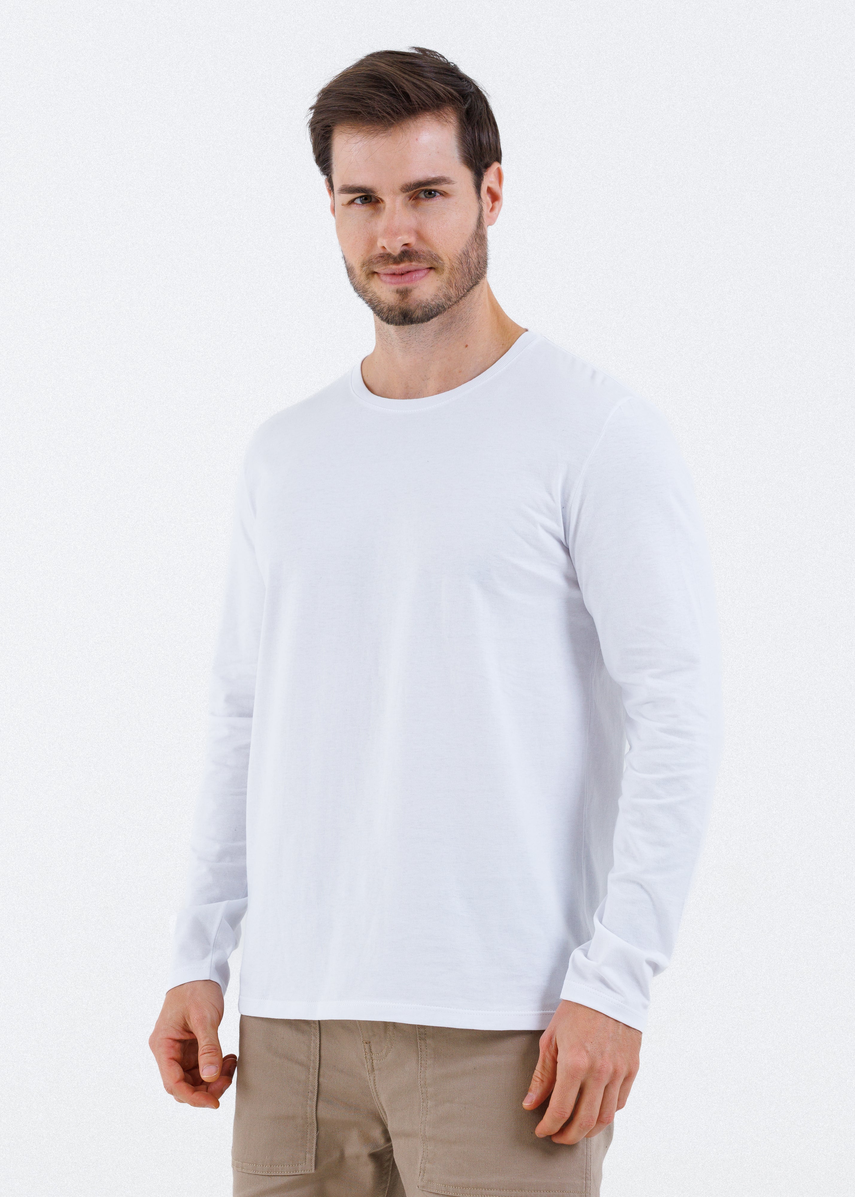 Camiseta Básica Masculina Manga Longa - Branca