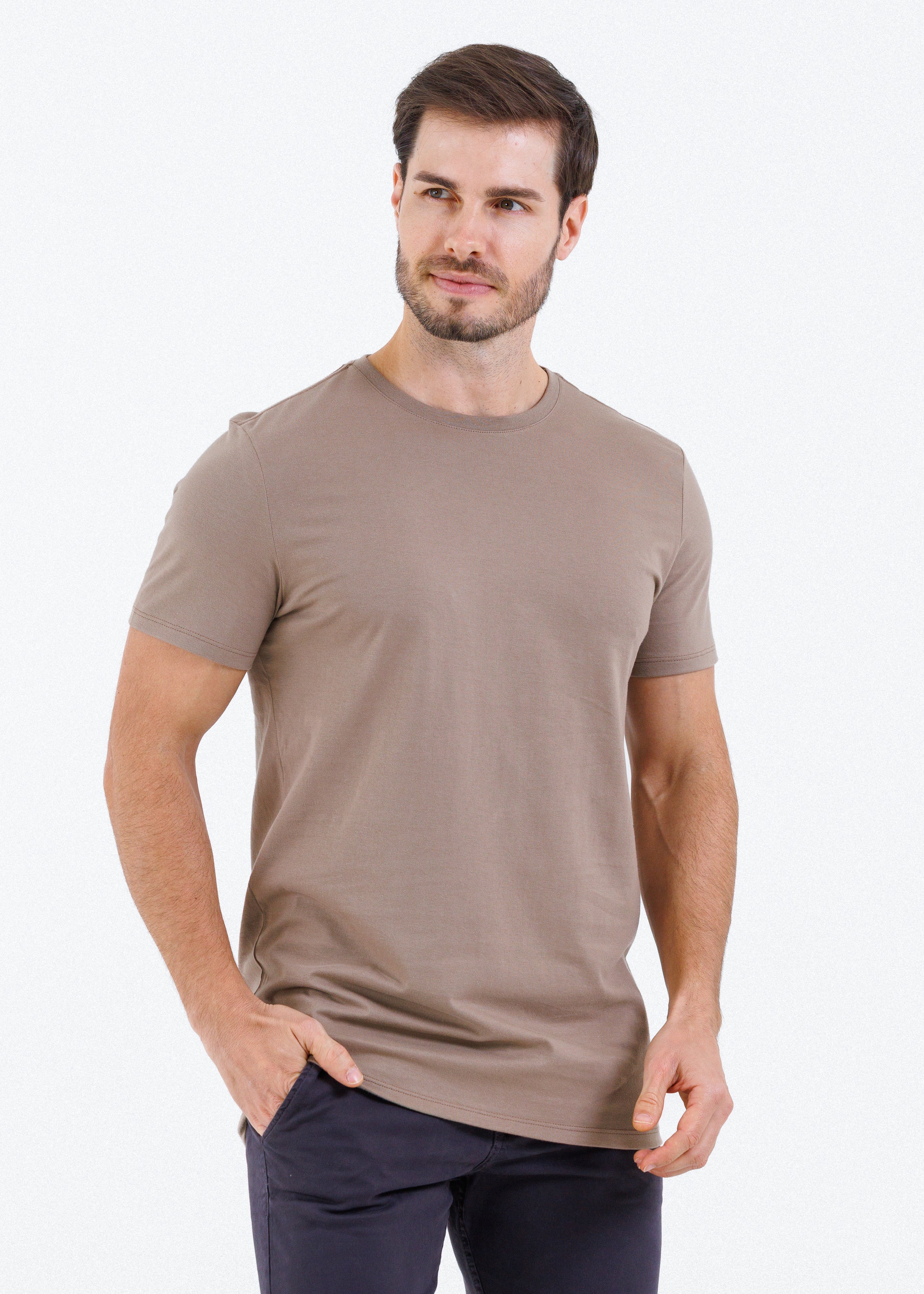 Camiseta Básica Masculina Pima - Marrom Claro