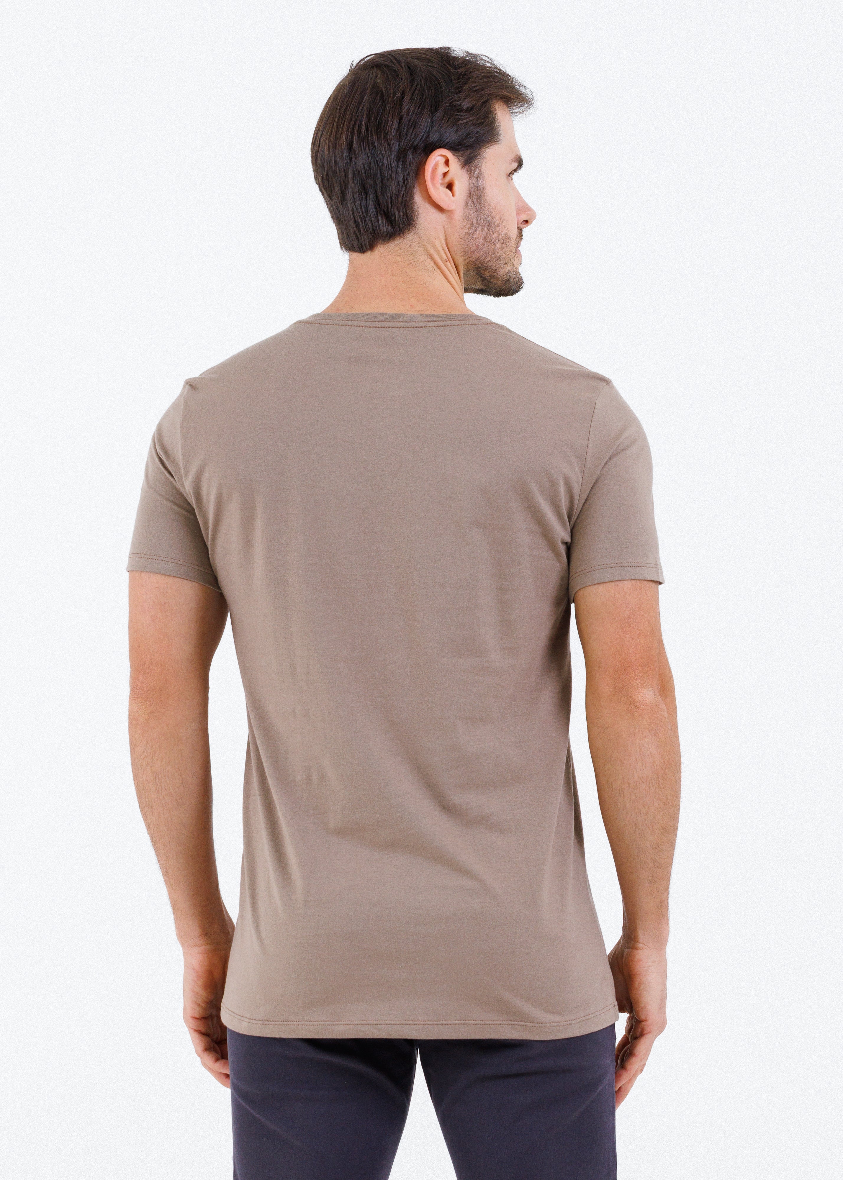 Camiseta Básica Masculina Pima - Marrom Claro