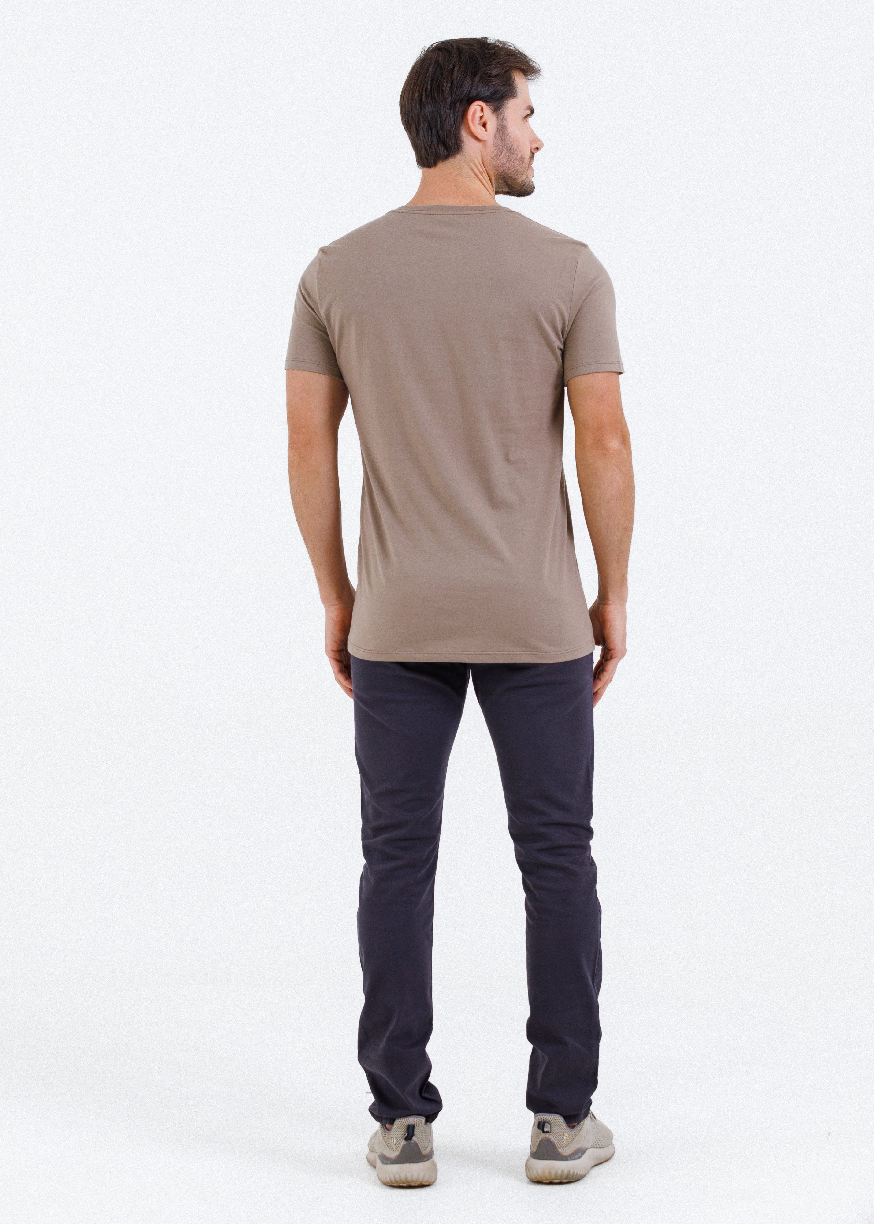 Camiseta Básica Masculina Pima - Marrom Claro
