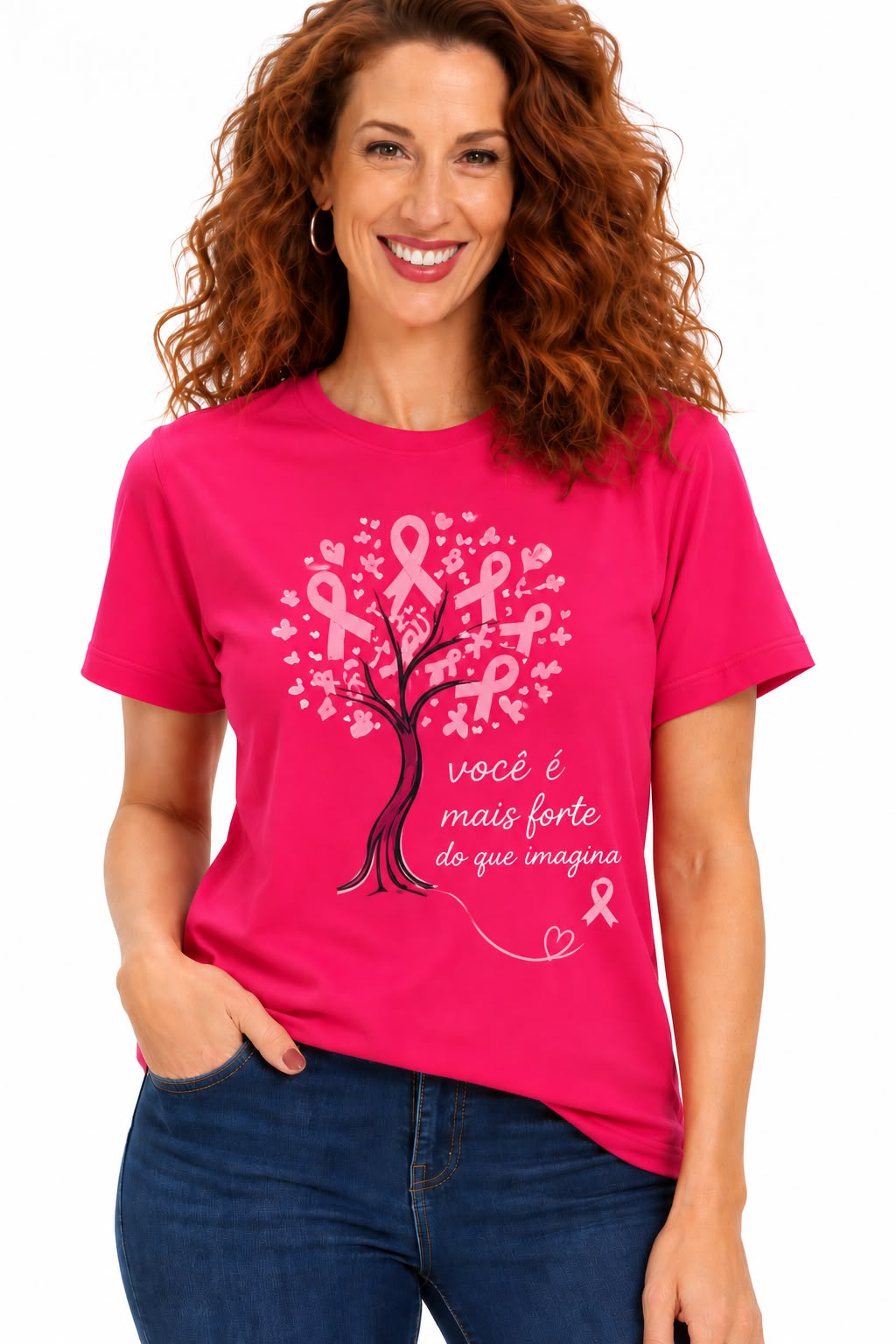 Camiseta Outubro Rosa - Você é mais Forte do que Imagina