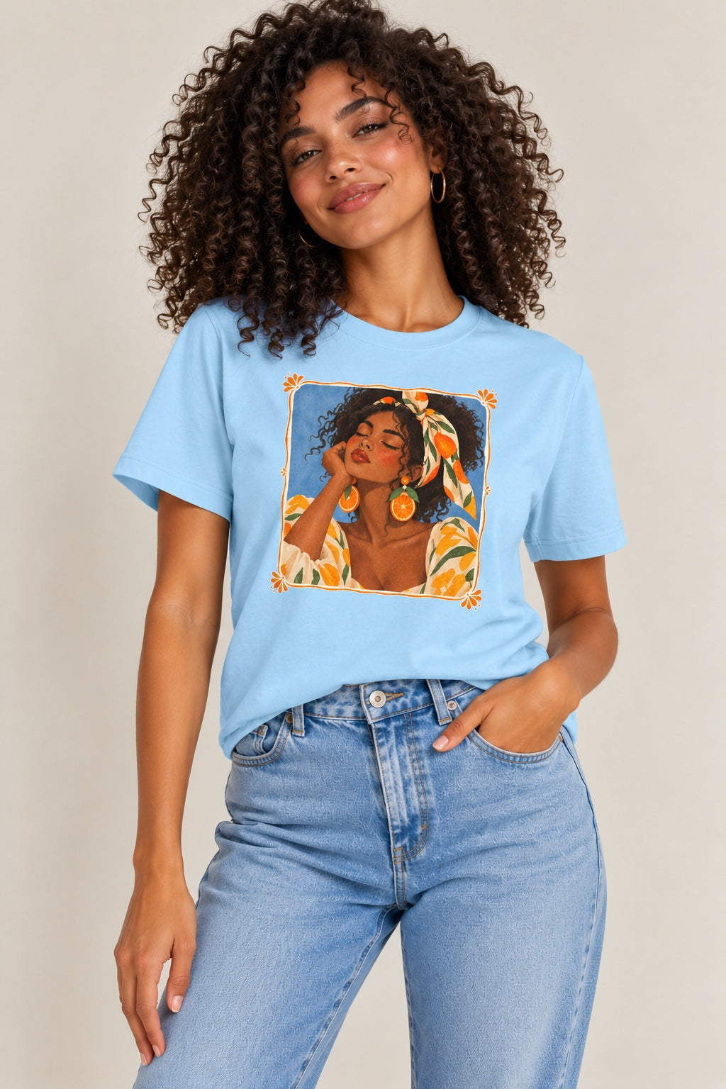 Camiseta Básica Manga Curta - Azul Afro