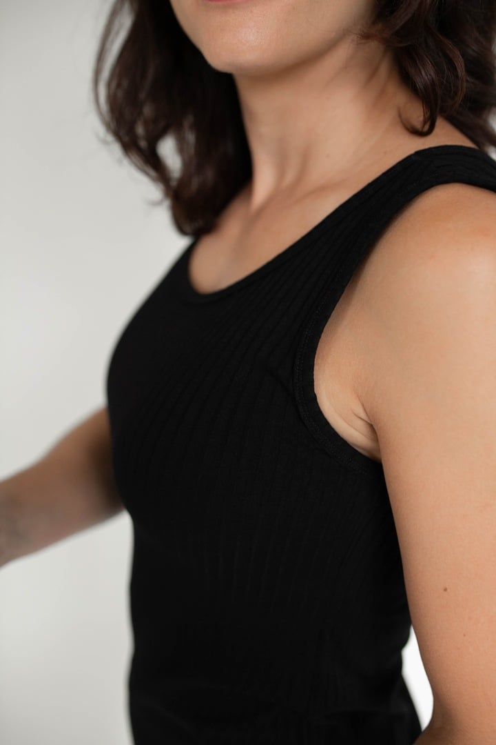 Vestido Canelado Preto
