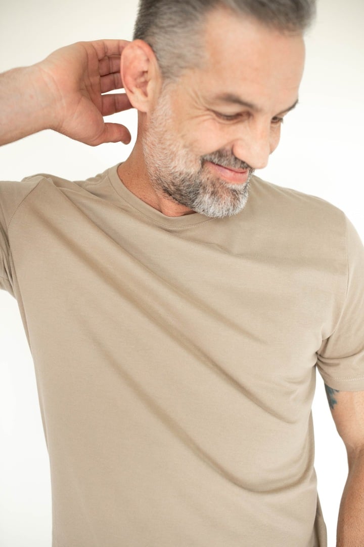 Camiseta Básica Masculina Malha Pima -Nude