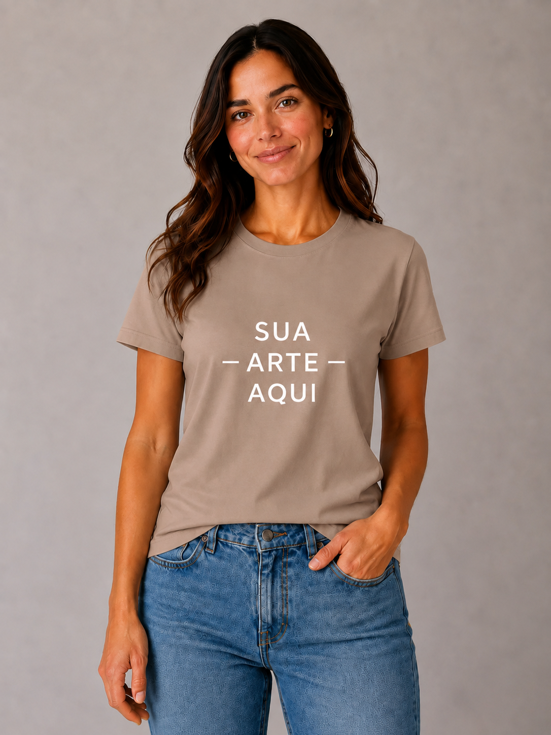 Camiseta Feminina — Personalize a Sua - ESTAMPA NO CENTRO